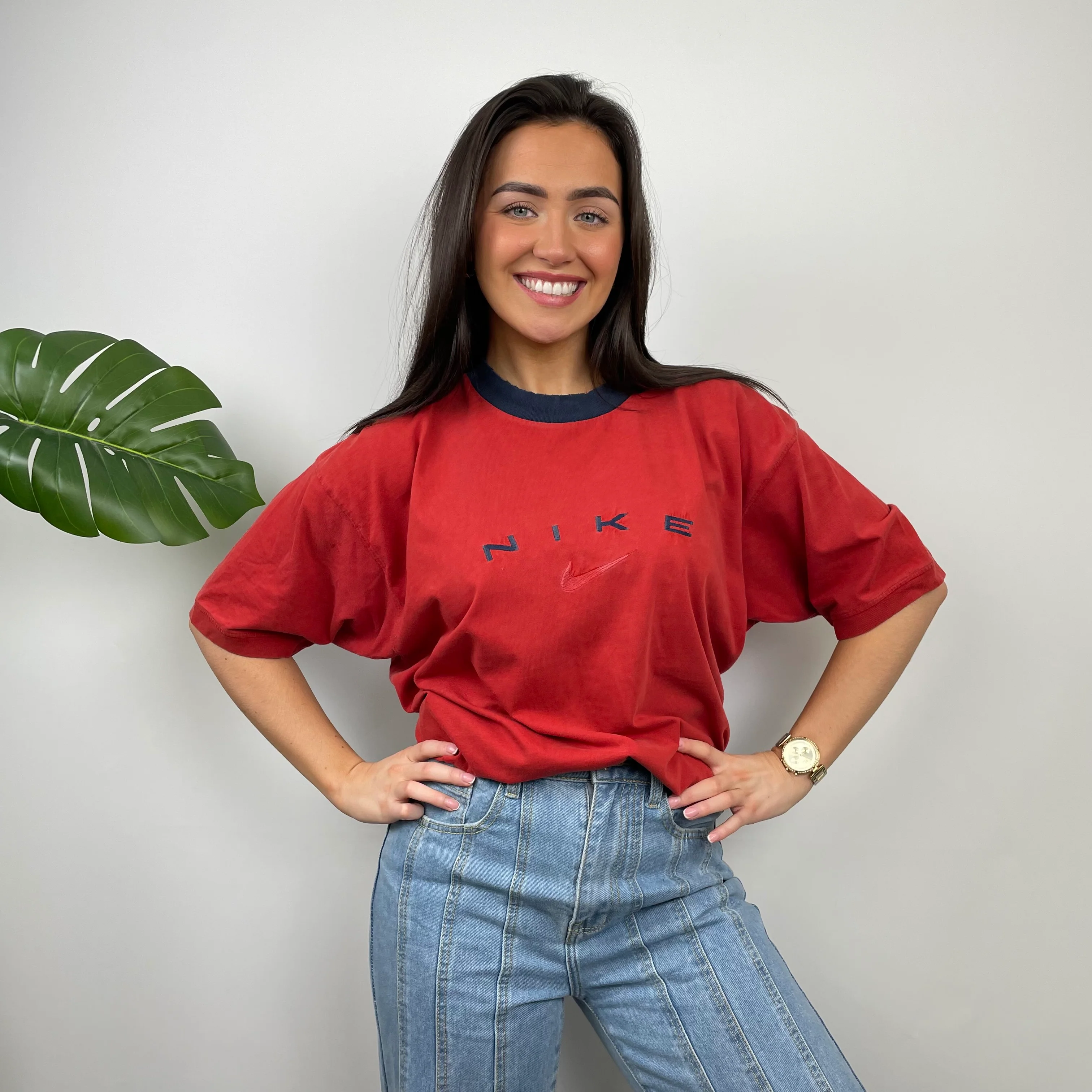 Nike Red Embroidered Spell Out T Shirt (S) - Image 5