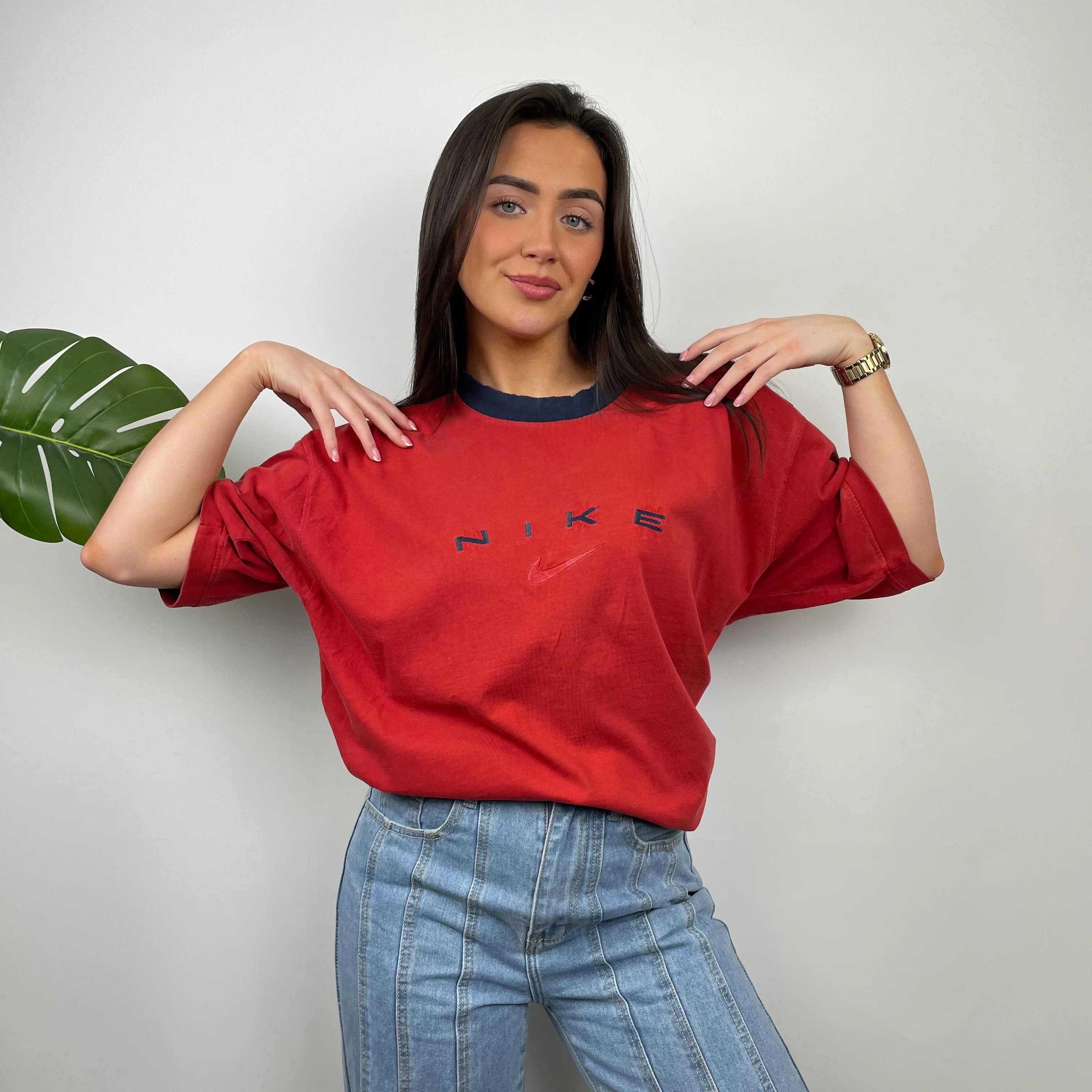 Nike Red Embroidered Spell Out T Shirt (S) - Image 8