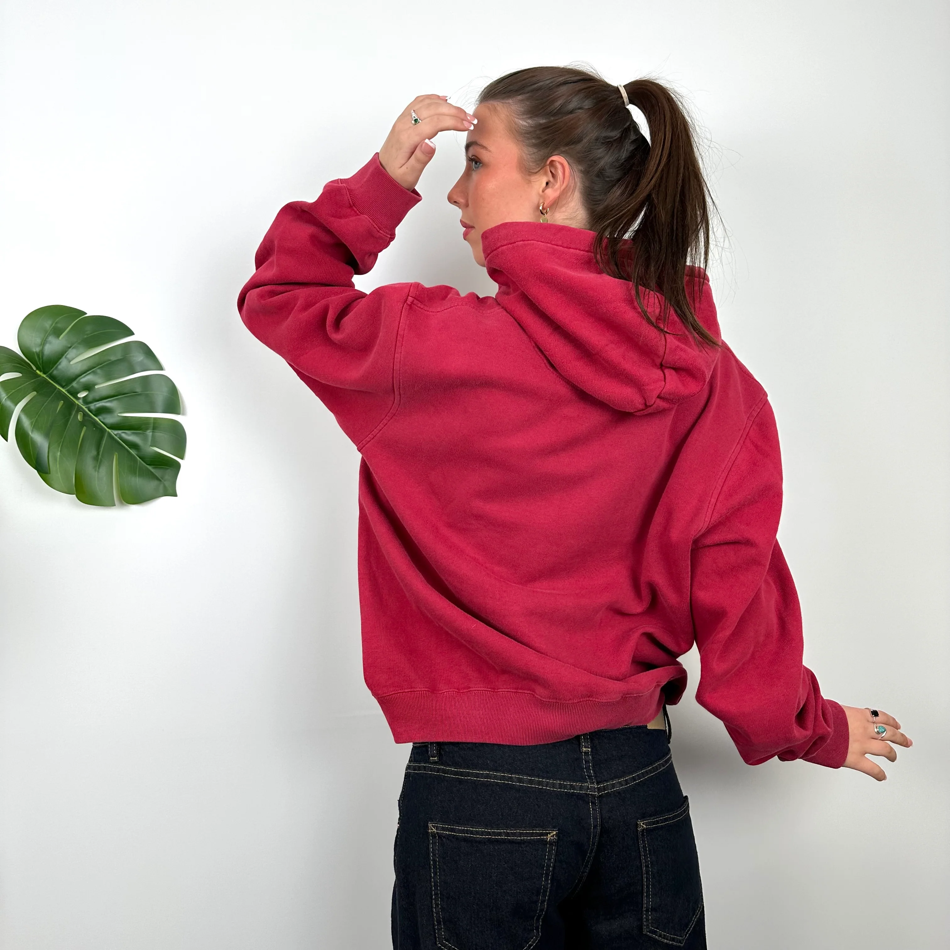 Nike Red Embroidered Swoosh Hoodie (M) - Image 4