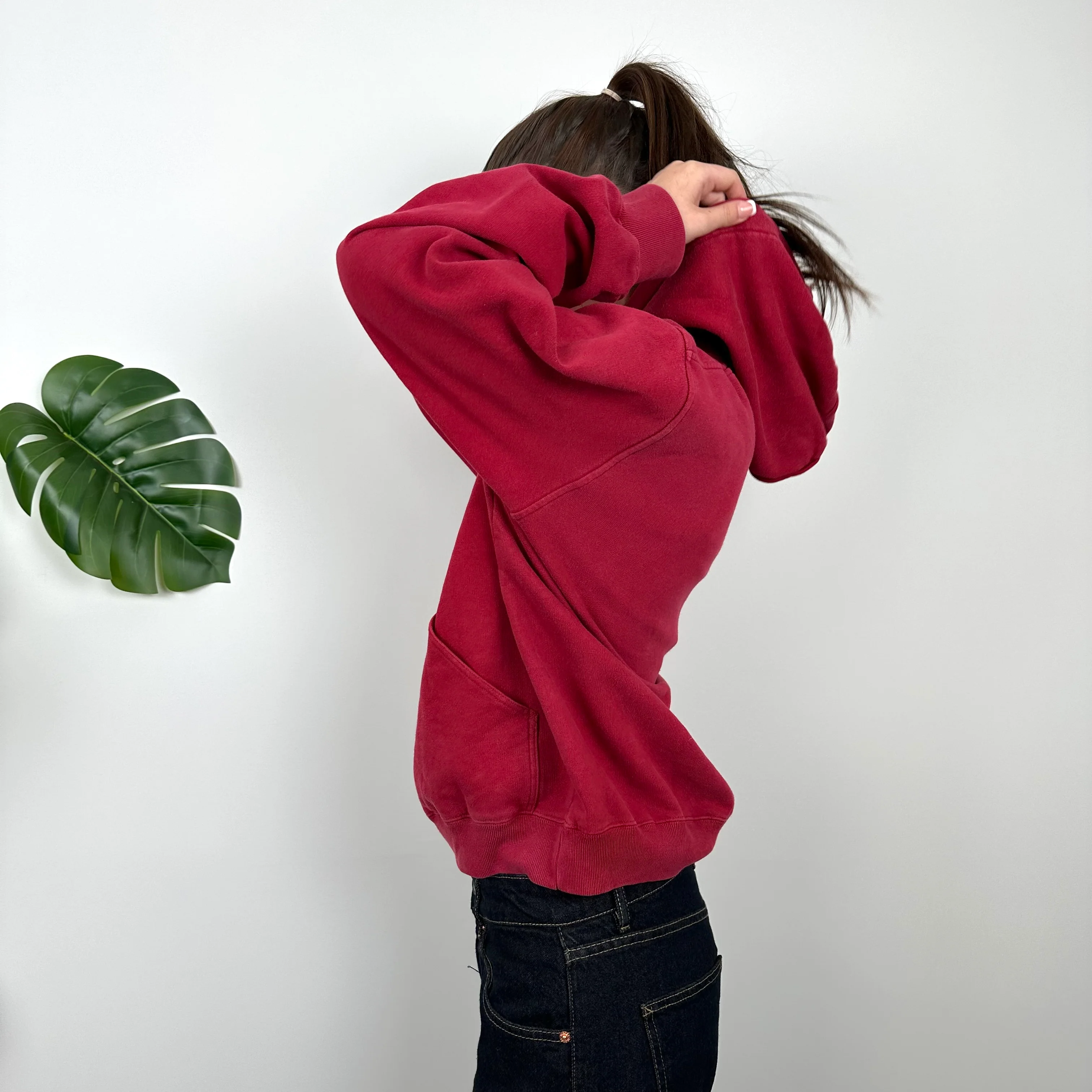 Nike Red Embroidered Swoosh Hoodie (M) - Image 5