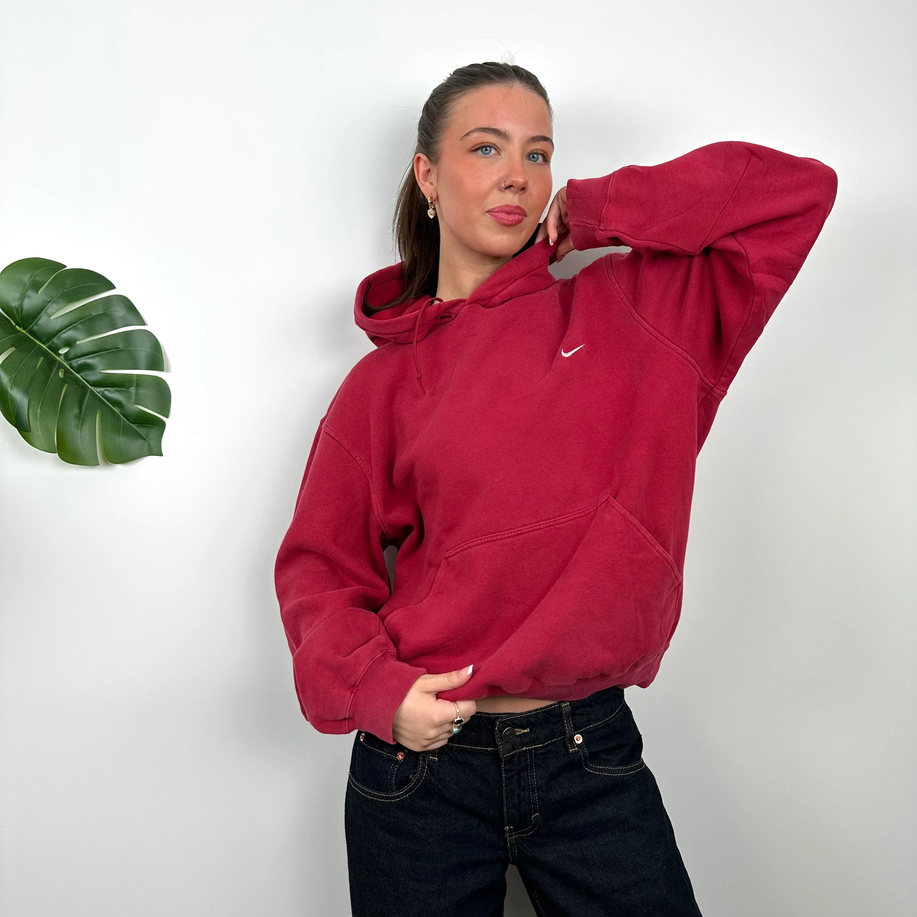 Nike Red Embroidered Swoosh Hoodie (M) - Image 6