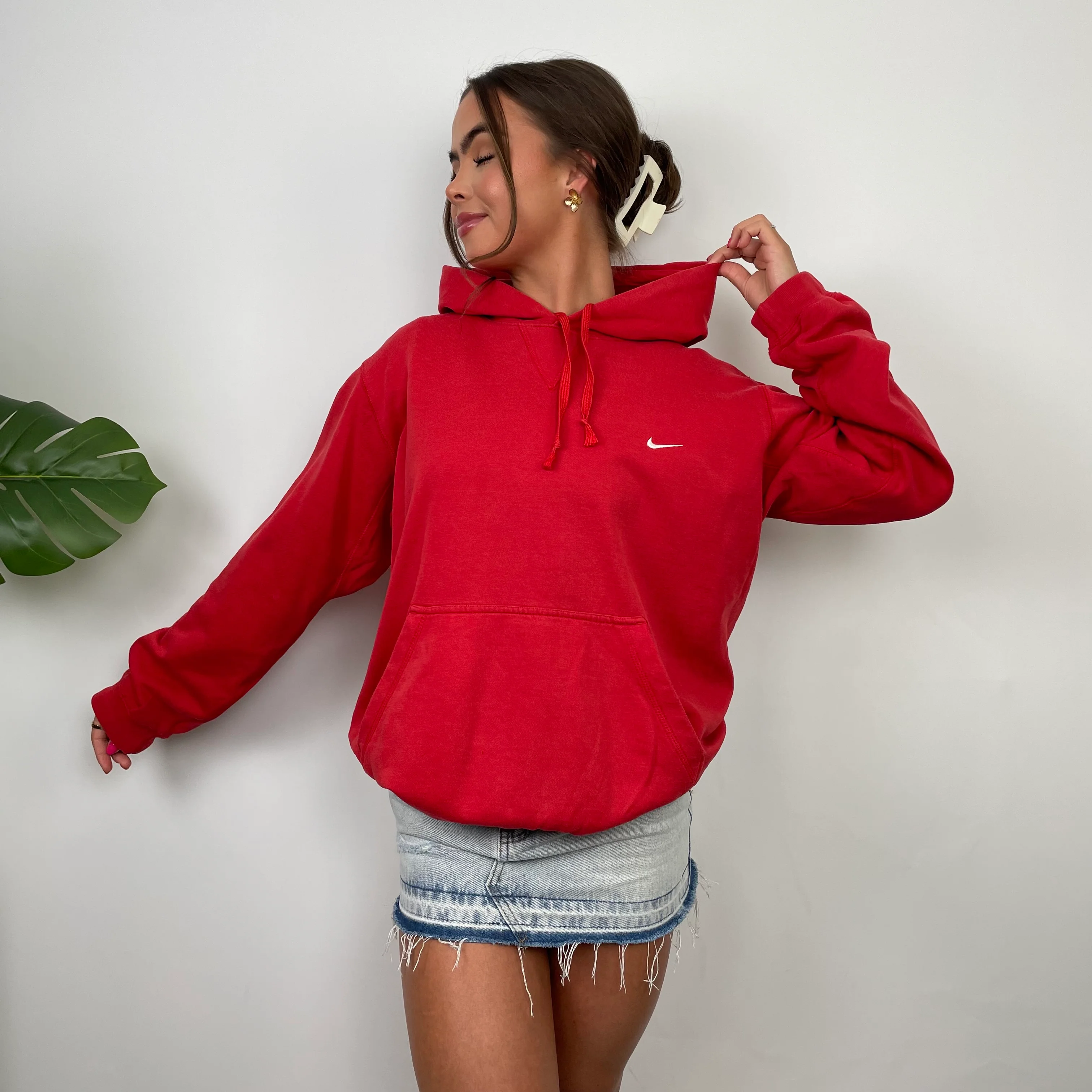 Nike Red Embroidered Swoosh Hoodie (S) - Image 5