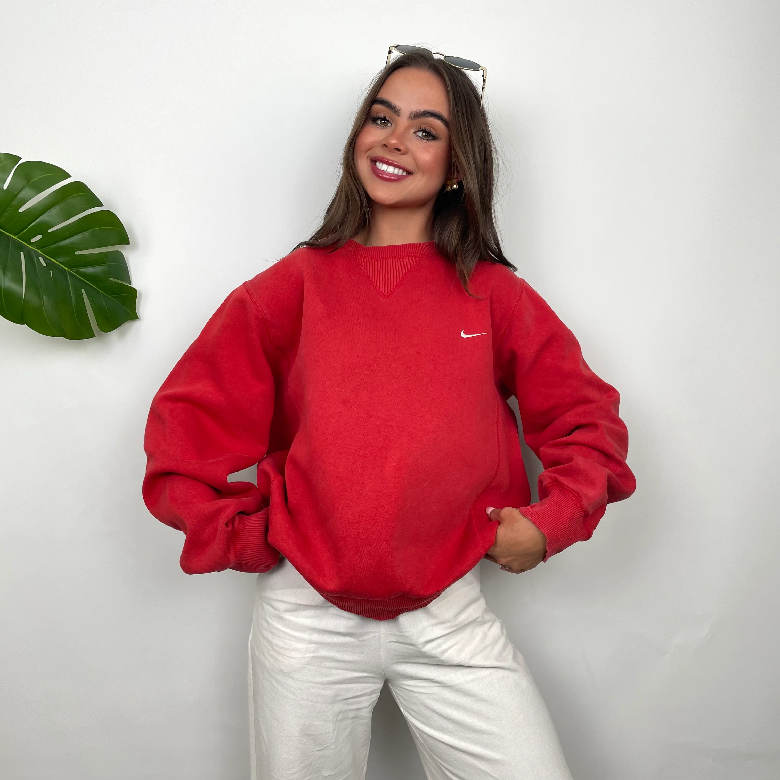 Nike Red Embroidered Swoosh Sweatshirt (S) - Image 2
