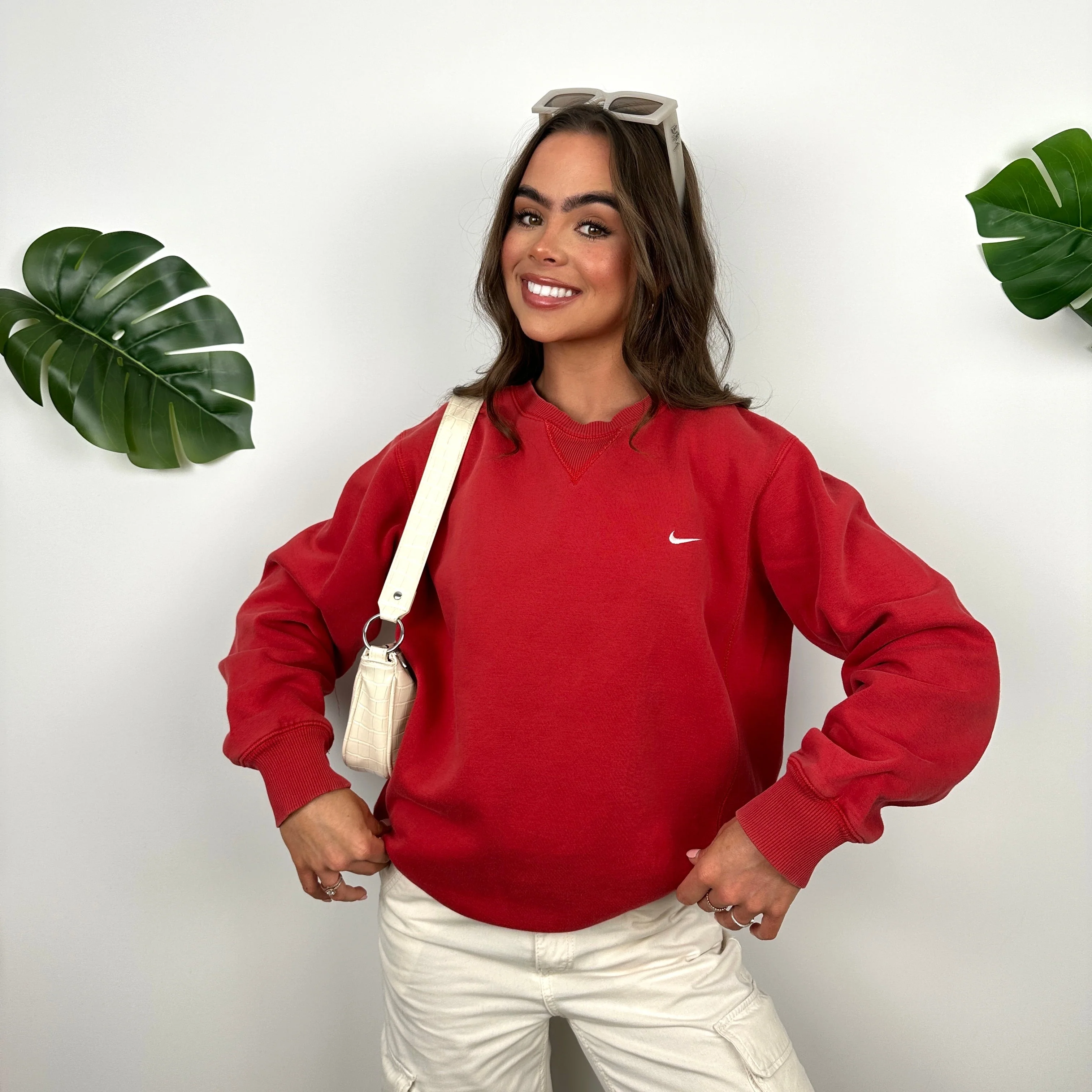 Nike Red Embroidered Swoosh Sweatshirt (L)