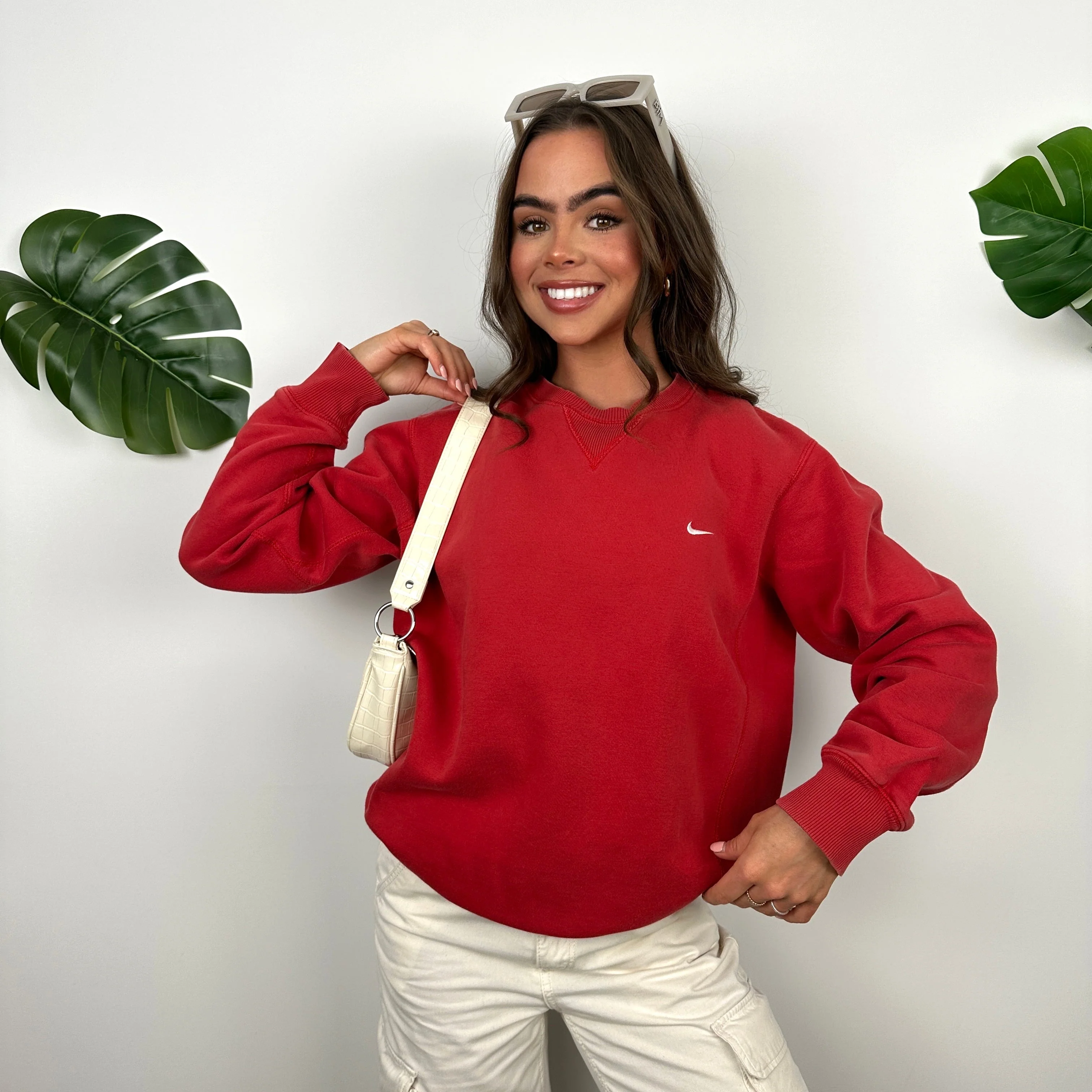 Nike Red Embroidered Swoosh Sweatshirt (L) - Image 2