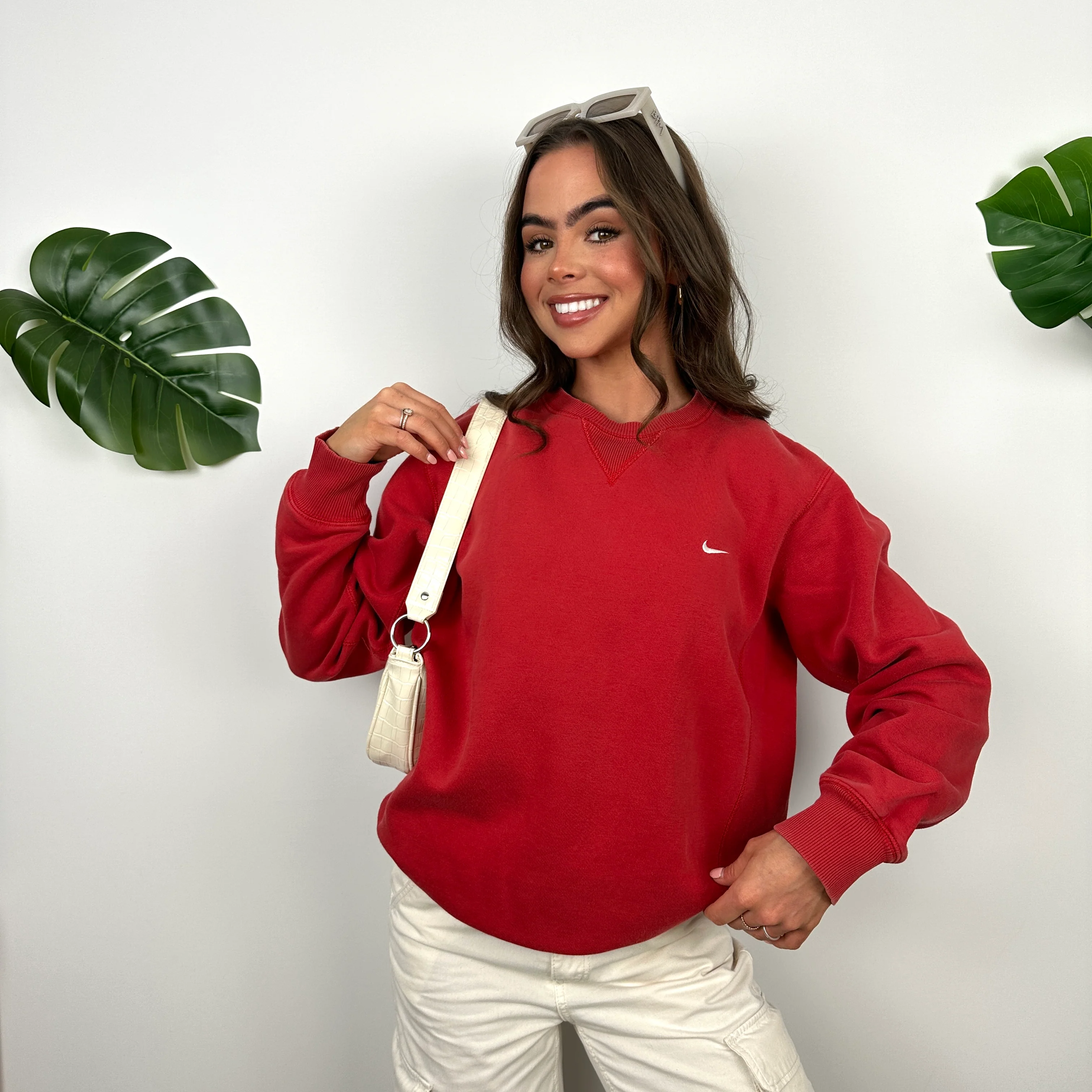 Nike Red Embroidered Swoosh Sweatshirt (M) - Image 3
