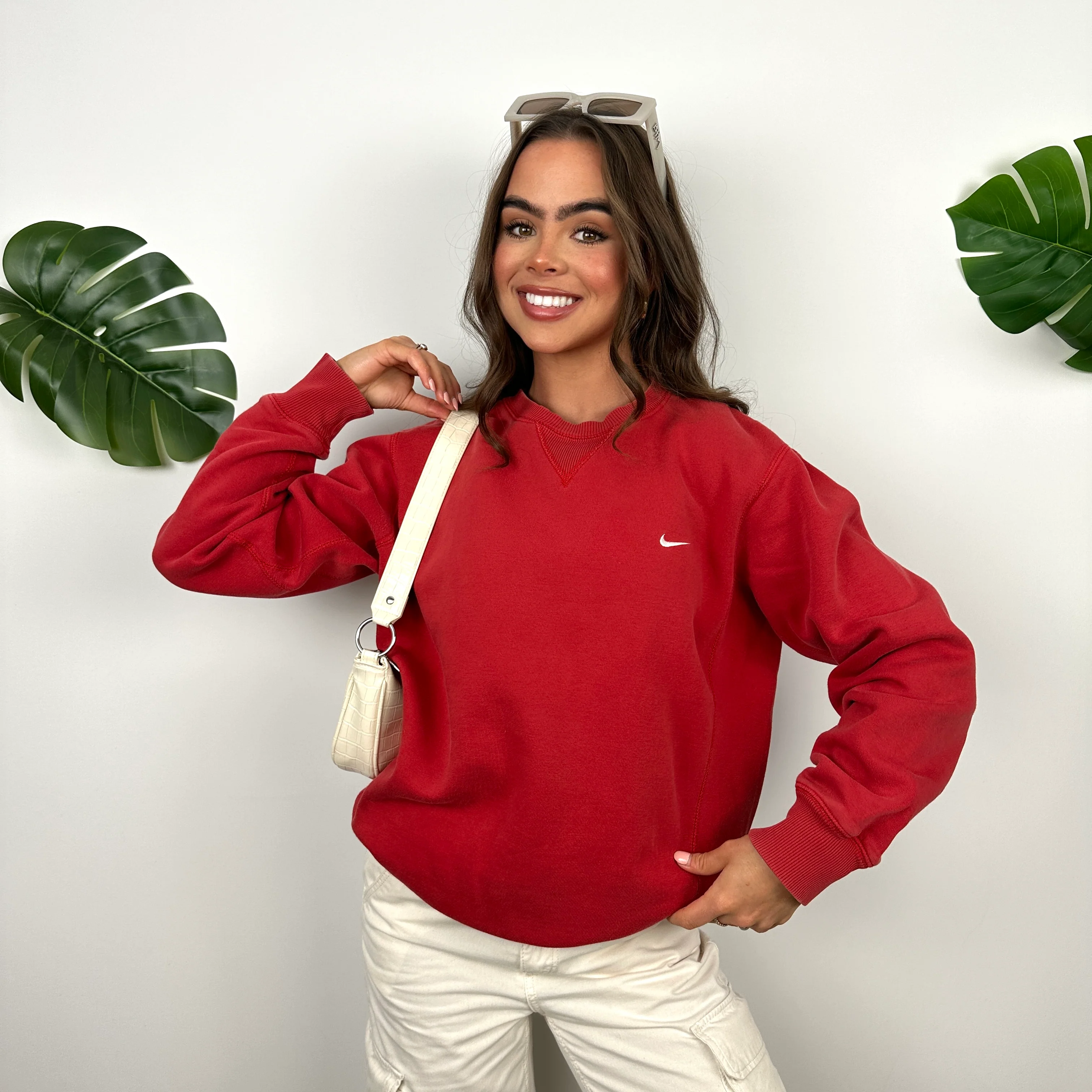Nike Red Embroidered Swoosh Sweatshirt (M) - Image 5