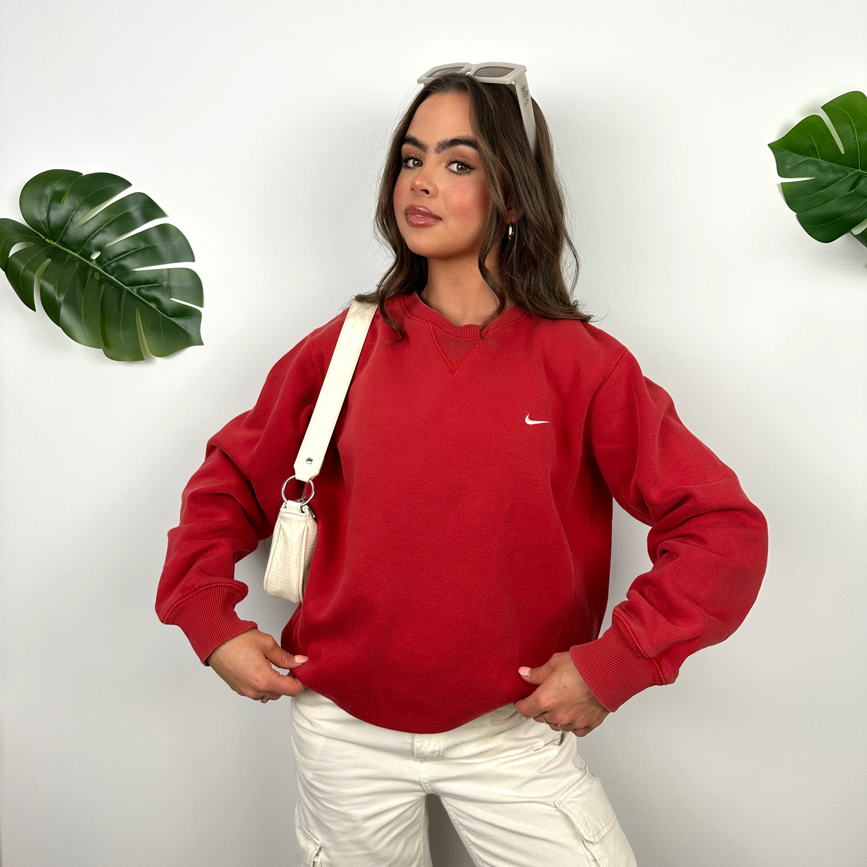 Nike Red Embroidered Swoosh Sweatshirt (M) - Image 6