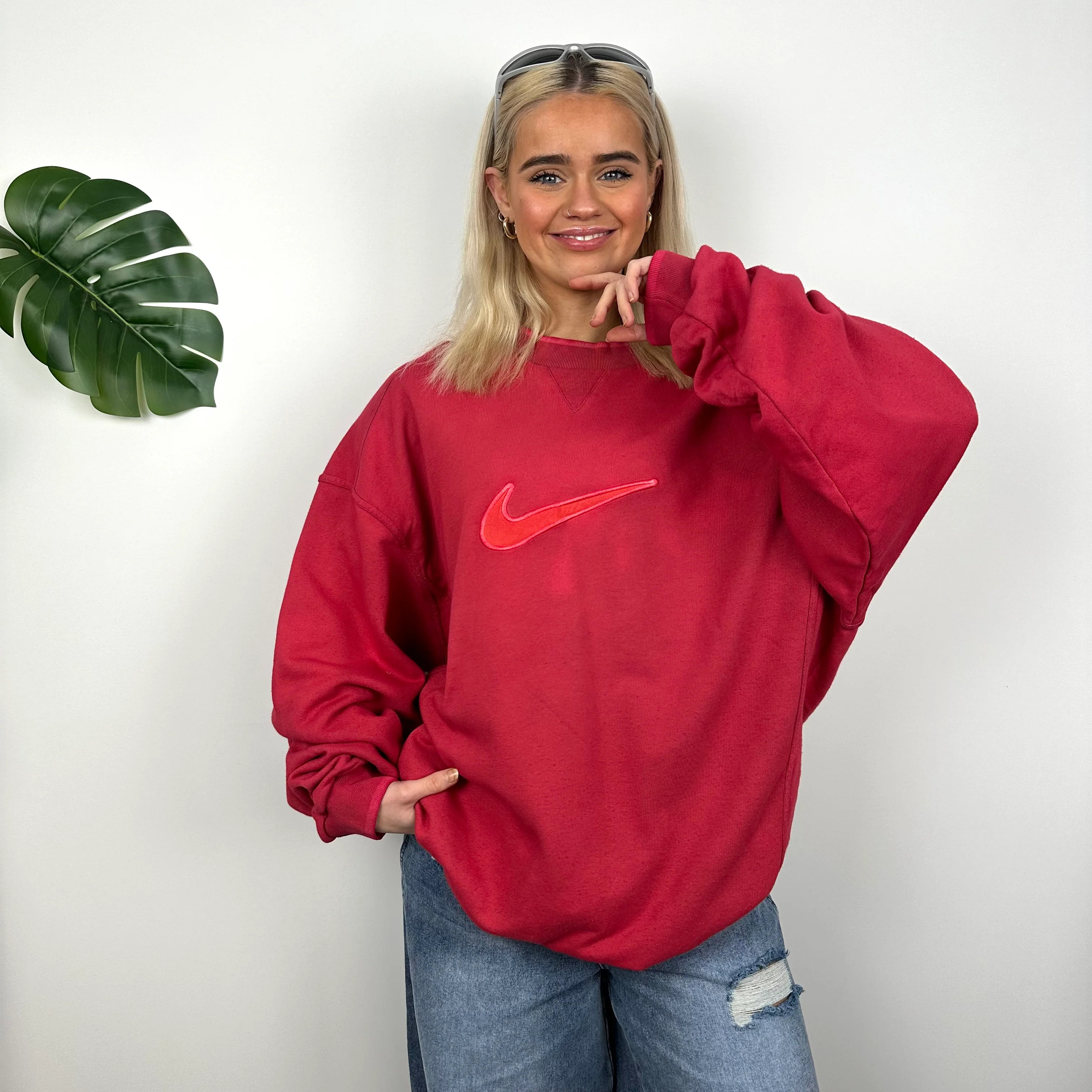 Nike Red Embroidered Swoosh Sweatshirt (XL) - Image 2