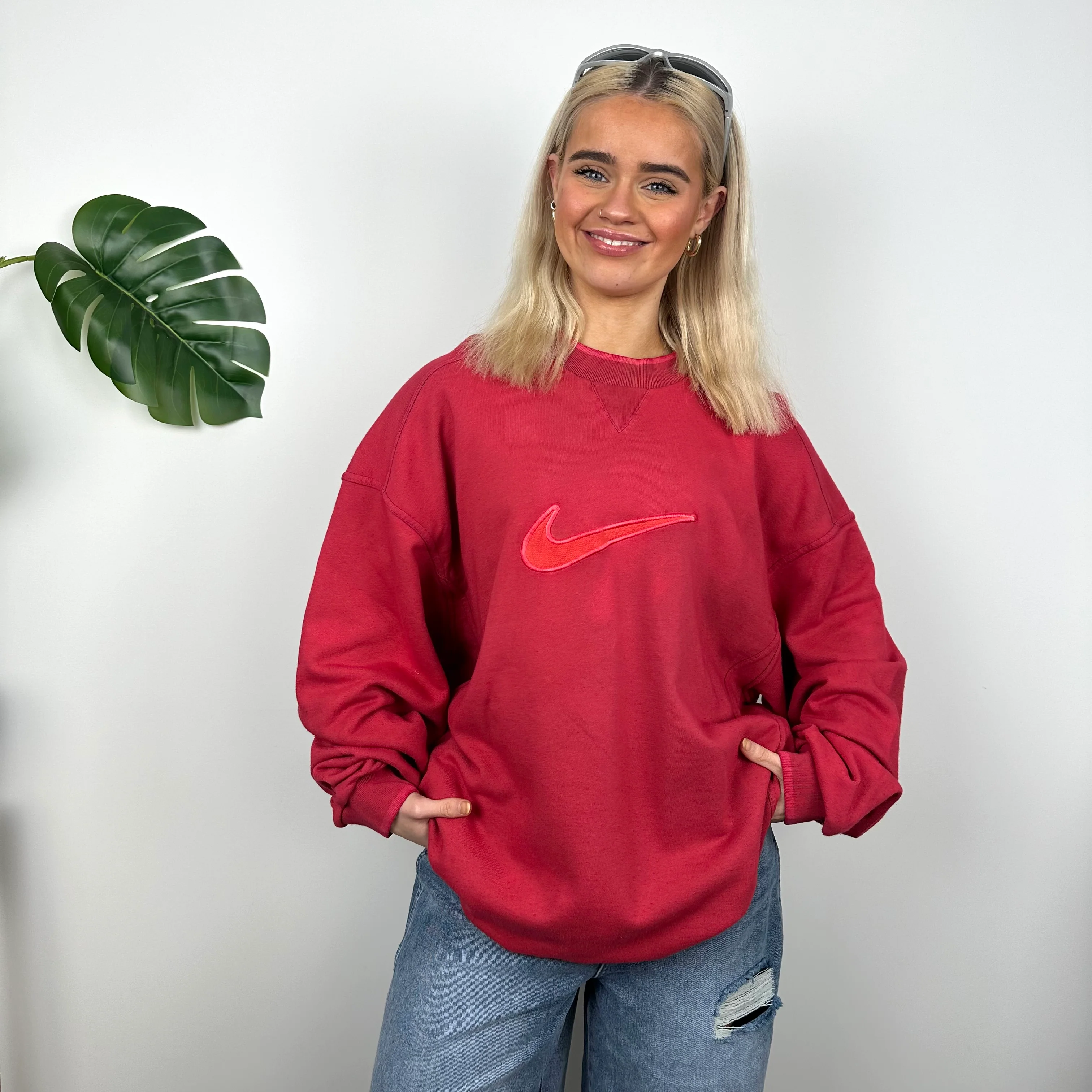 Nike Red Embroidered Swoosh Sweatshirt (XL) - Image 3