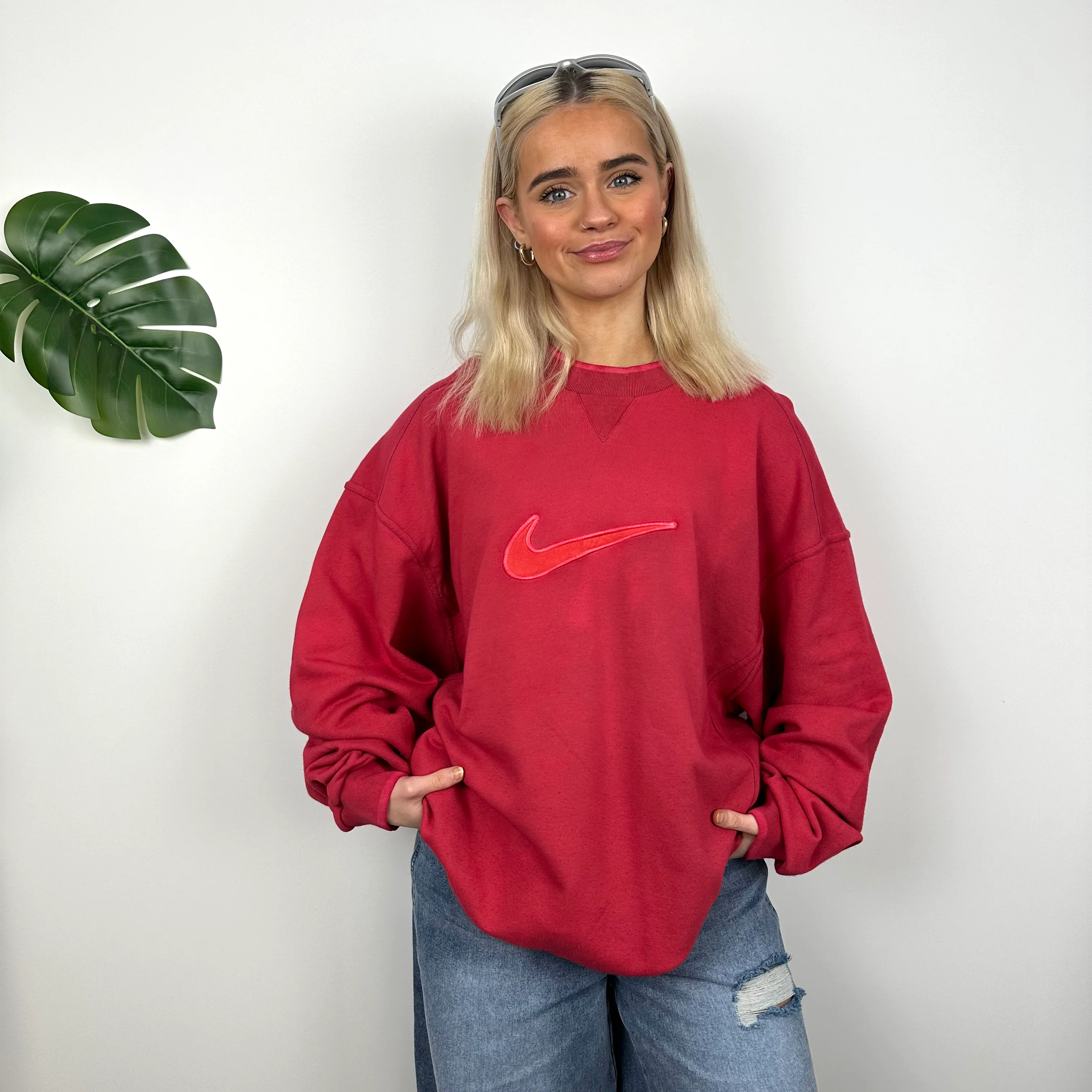 Nike Red Embroidered Swoosh Sweatshirt (XL) - Image 6