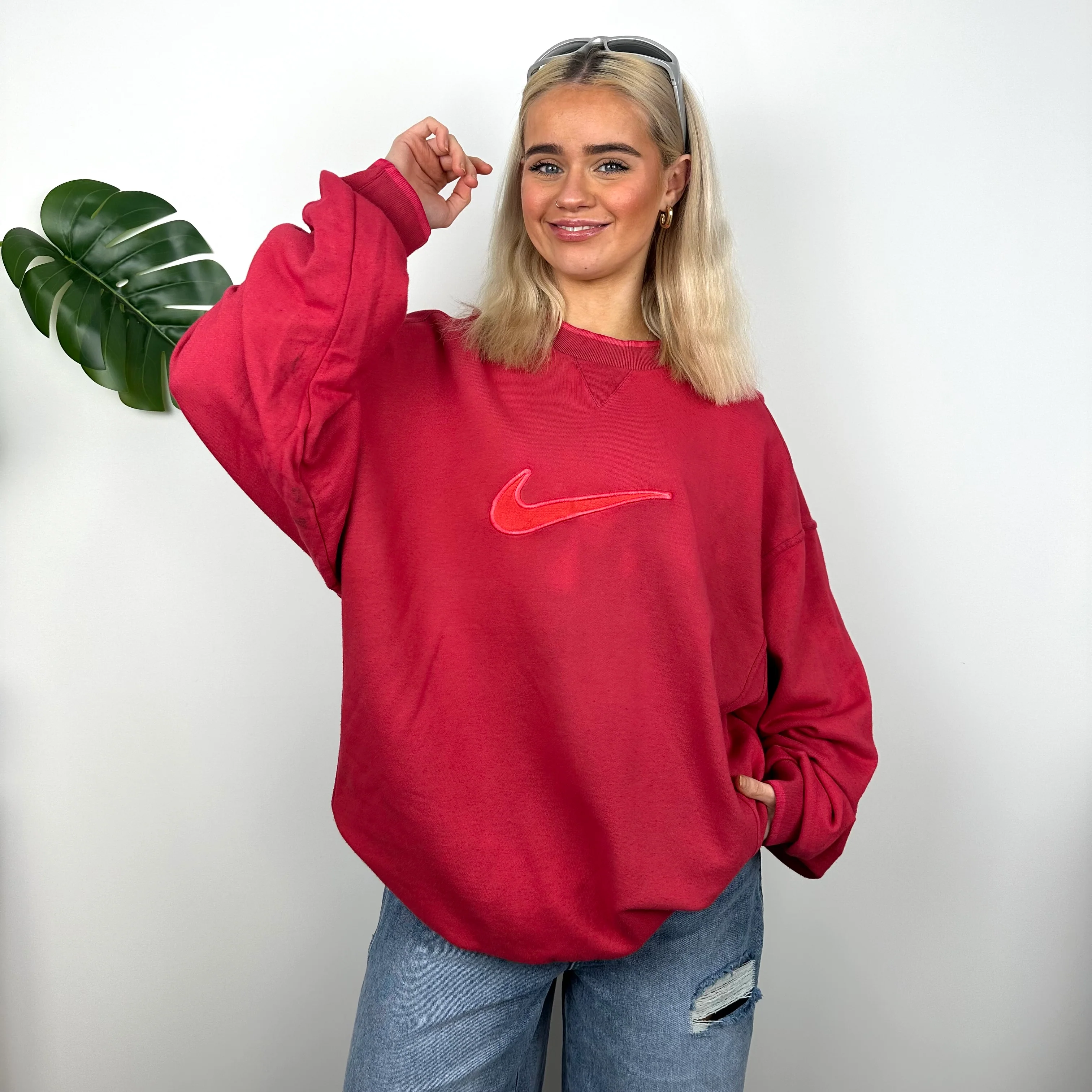 Nike Red Embroidered Swoosh Sweatshirt (XL) - Image 7