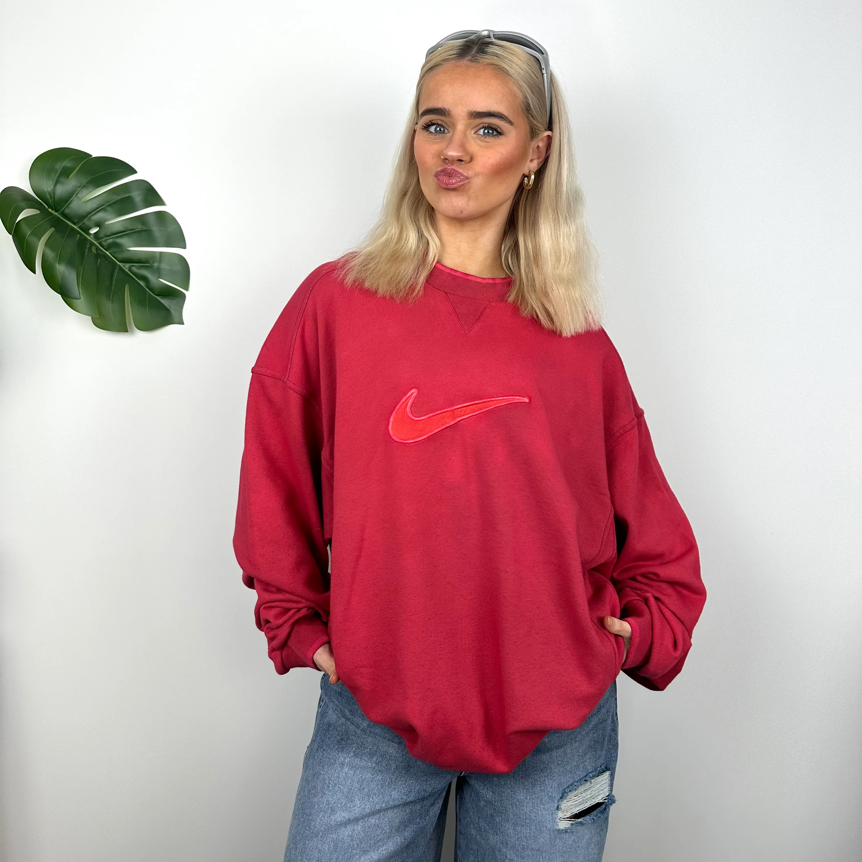 Nike Red Embroidered Swoosh Sweatshirt (XL) - Image 8