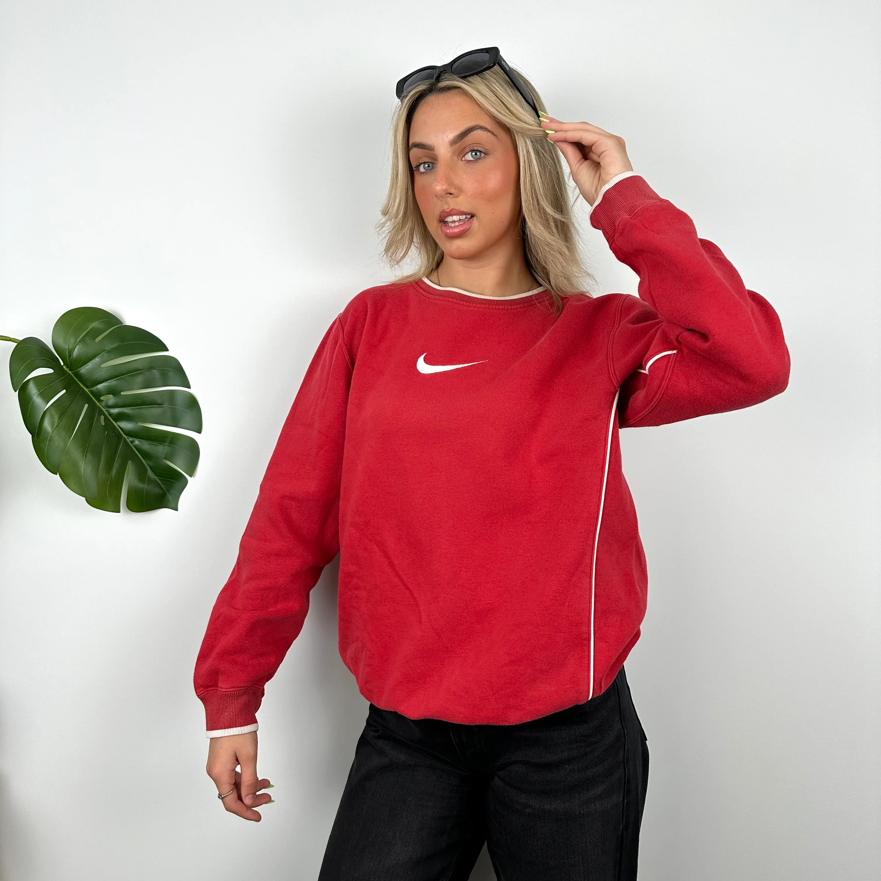 Nike Red Embroidered Swoosh Sweatshirt (M) - Image 7