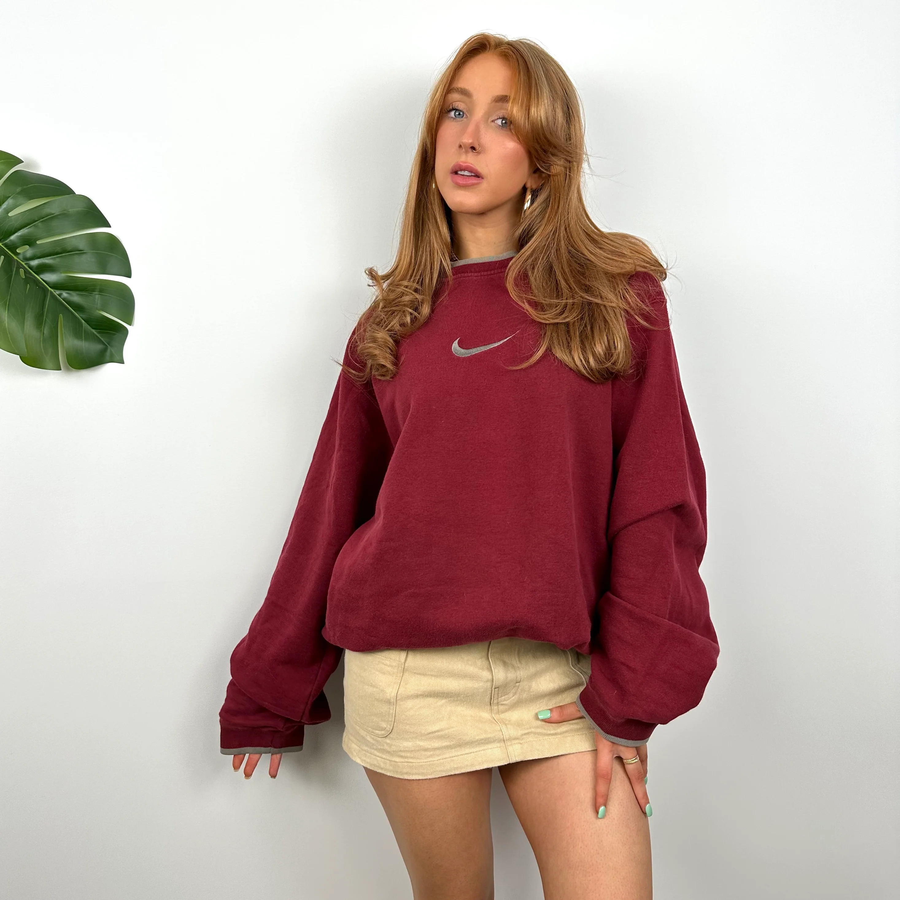 Nike Red Embroidered Swoosh Sweatshirt (L) - Image 6