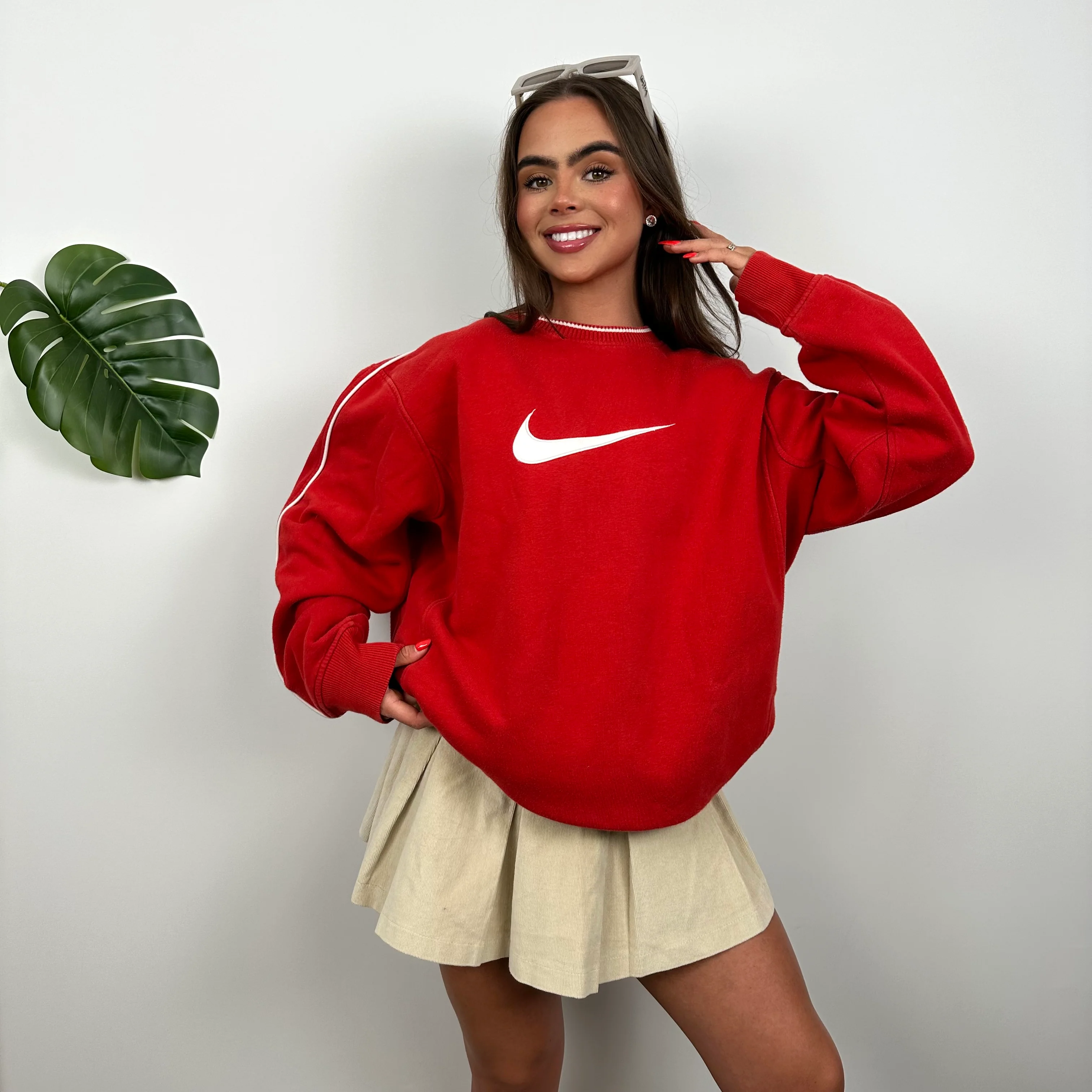 Nike Red Embroidered Swoosh Sweatshirt (L) - Image 4