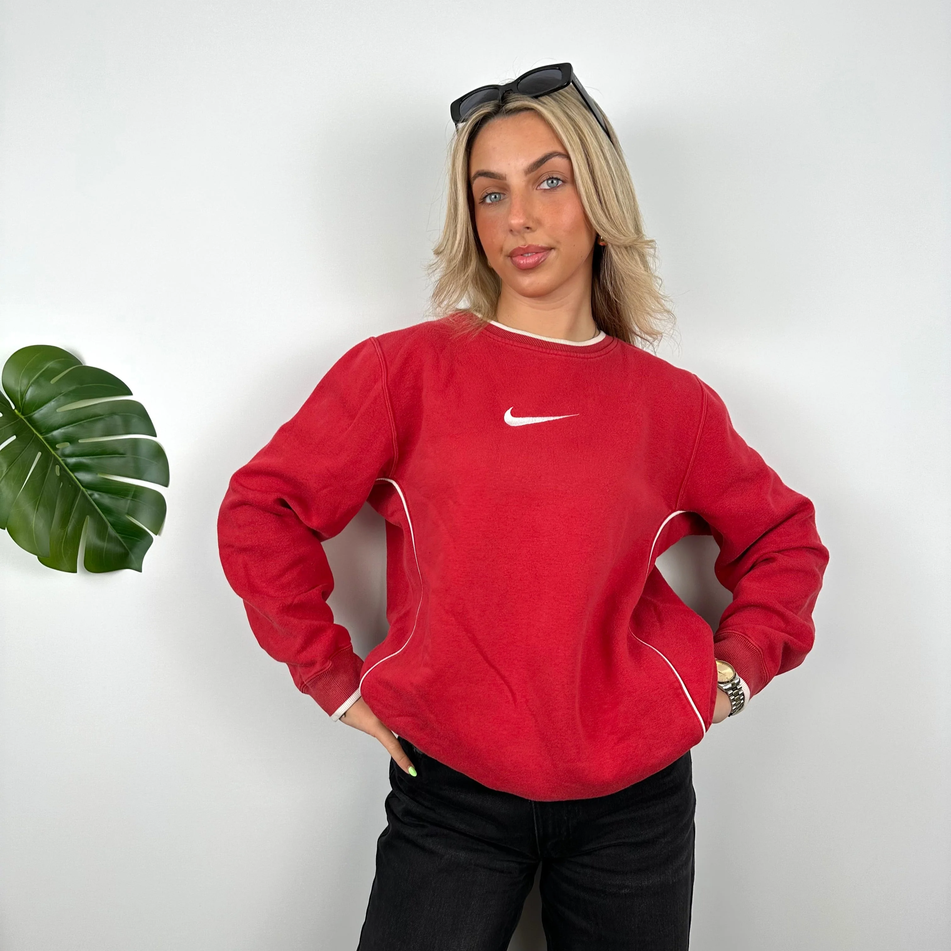 Nike Red Embroidered Swoosh Sweatshirt (L)