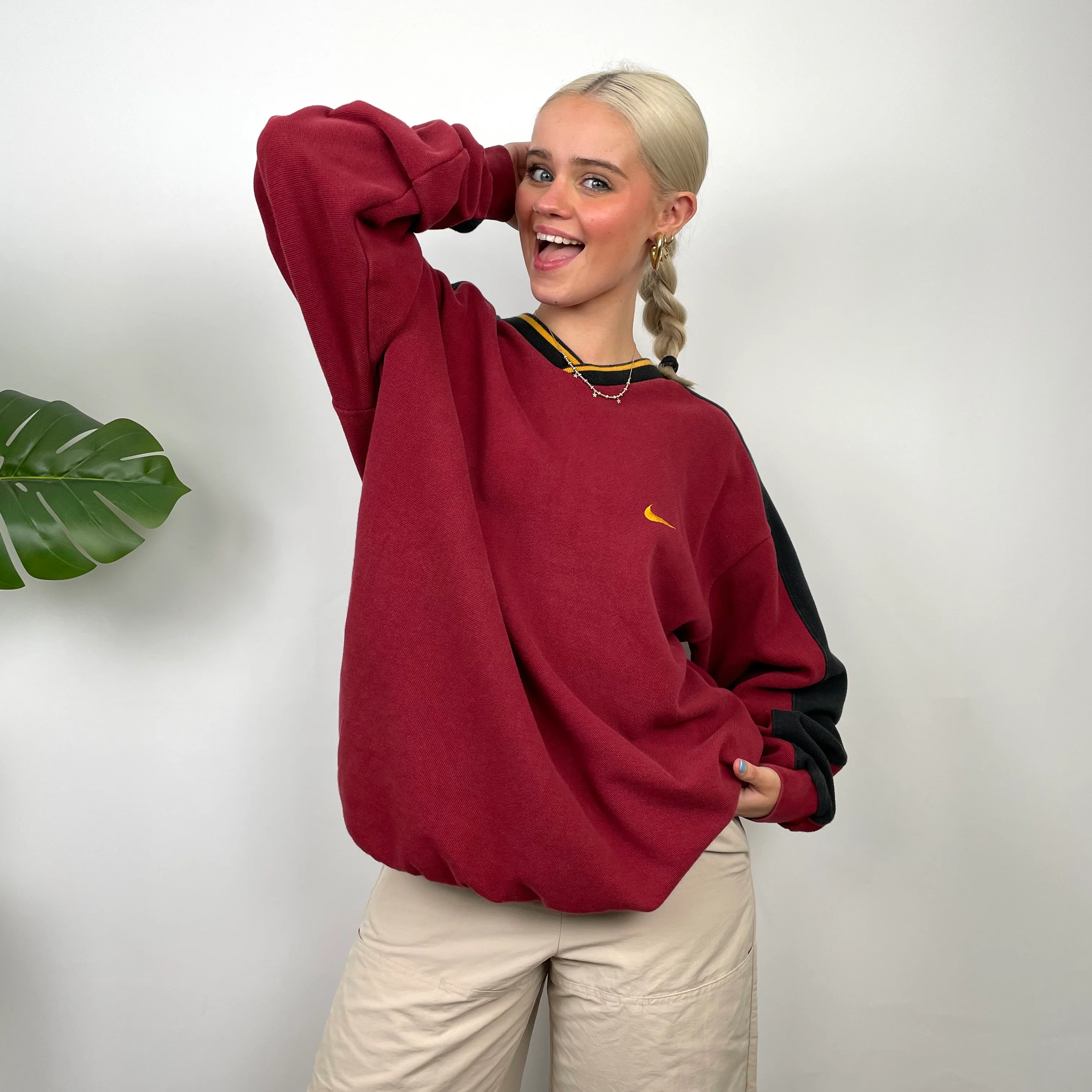Nike Red Embroidered Swoosh Sweatshirt (XL) - Image 3