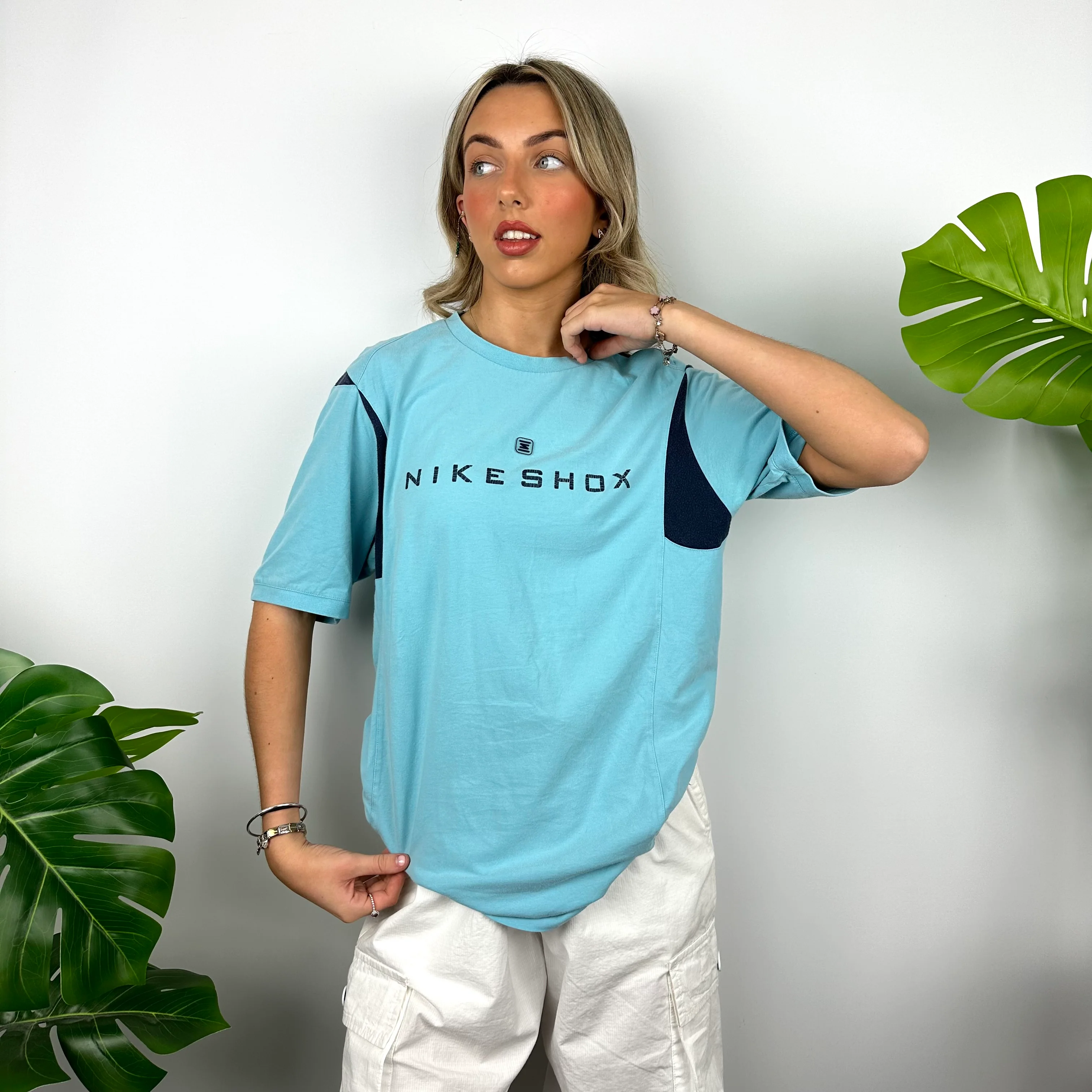 Nike Shox Baby Blue Spell Out T Shirt (M) - Image 2