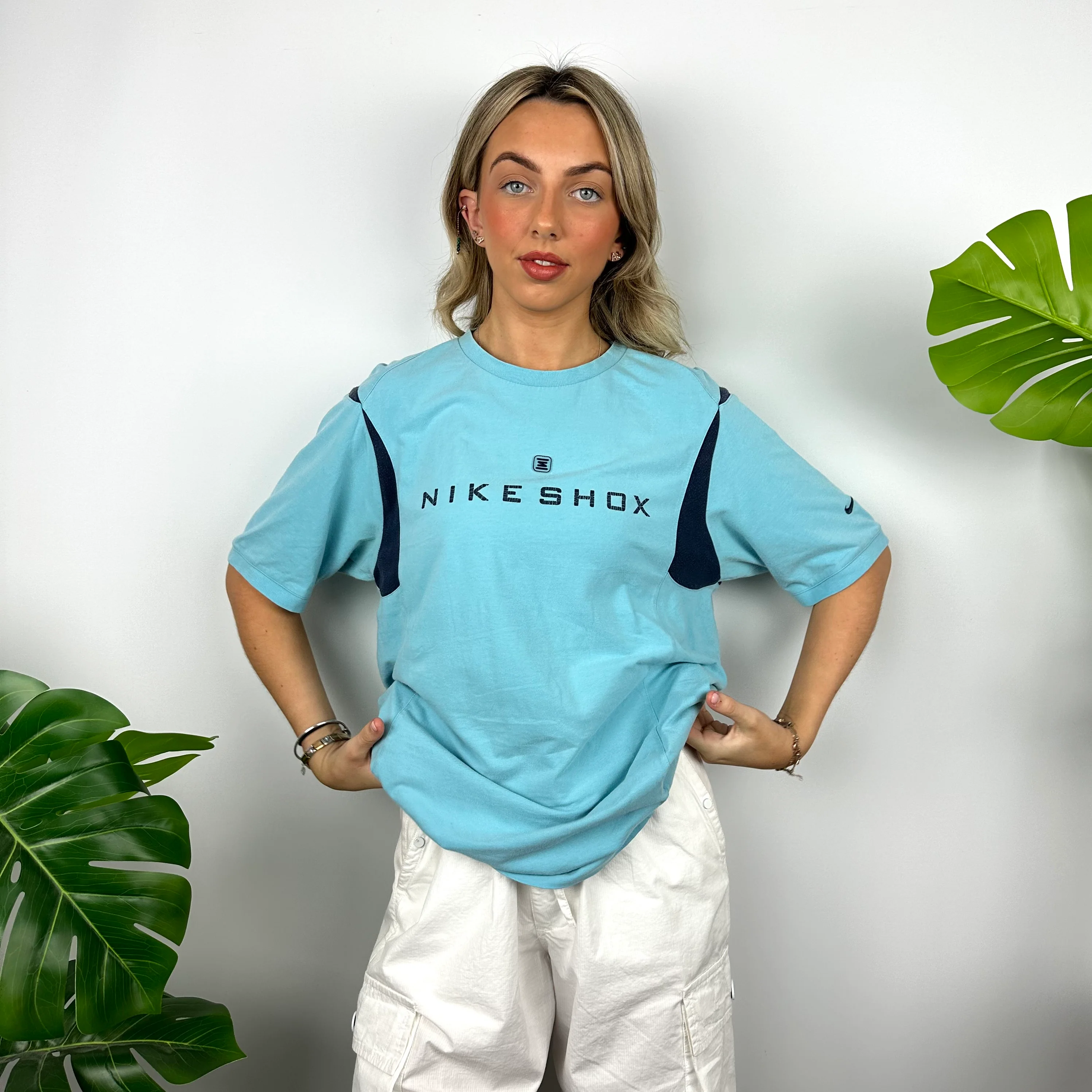 Nike Shox Baby Blue Spell Out T Shirt (M) - Image 3