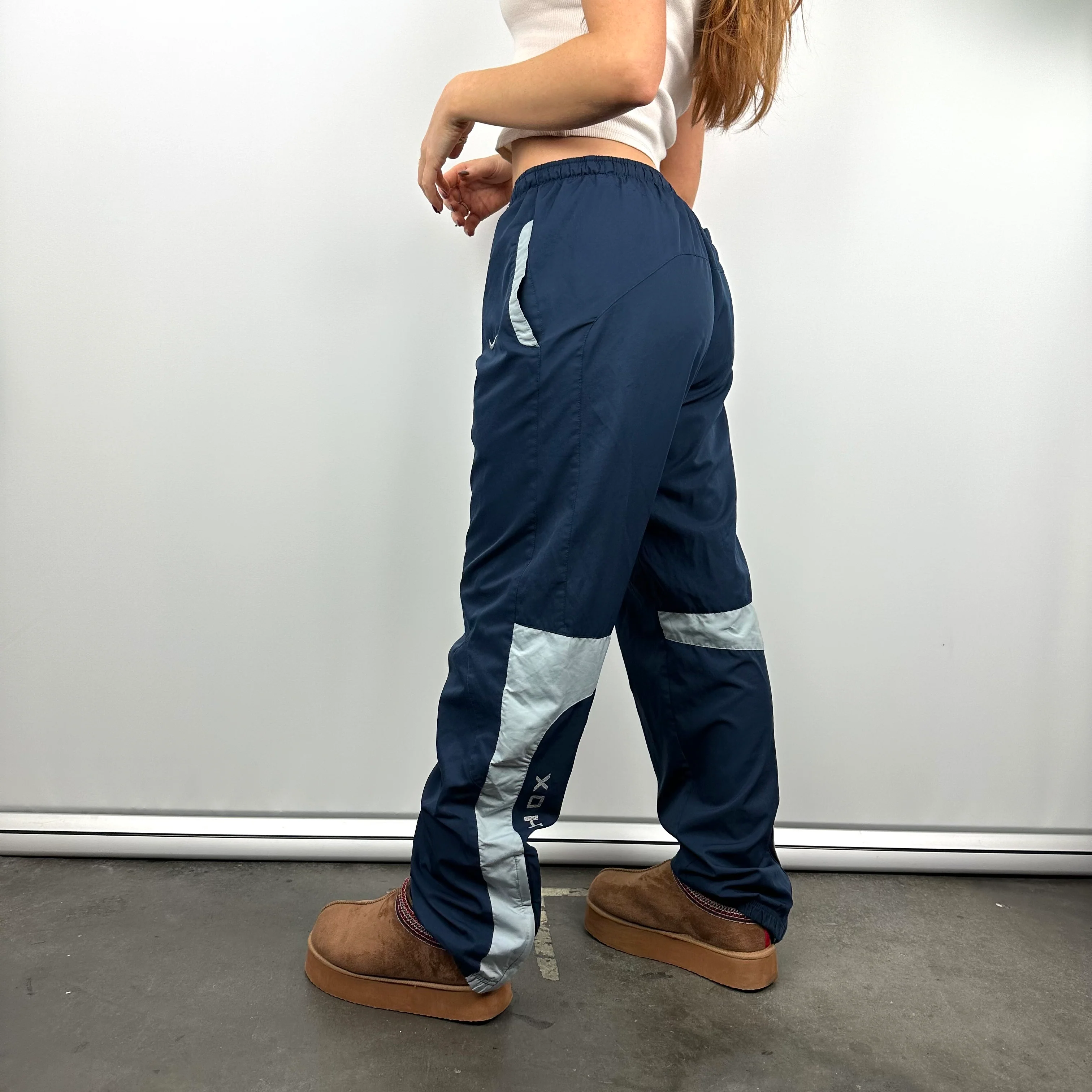 Nike Shox Navy Spell Out Track Pants (S) - Image 2