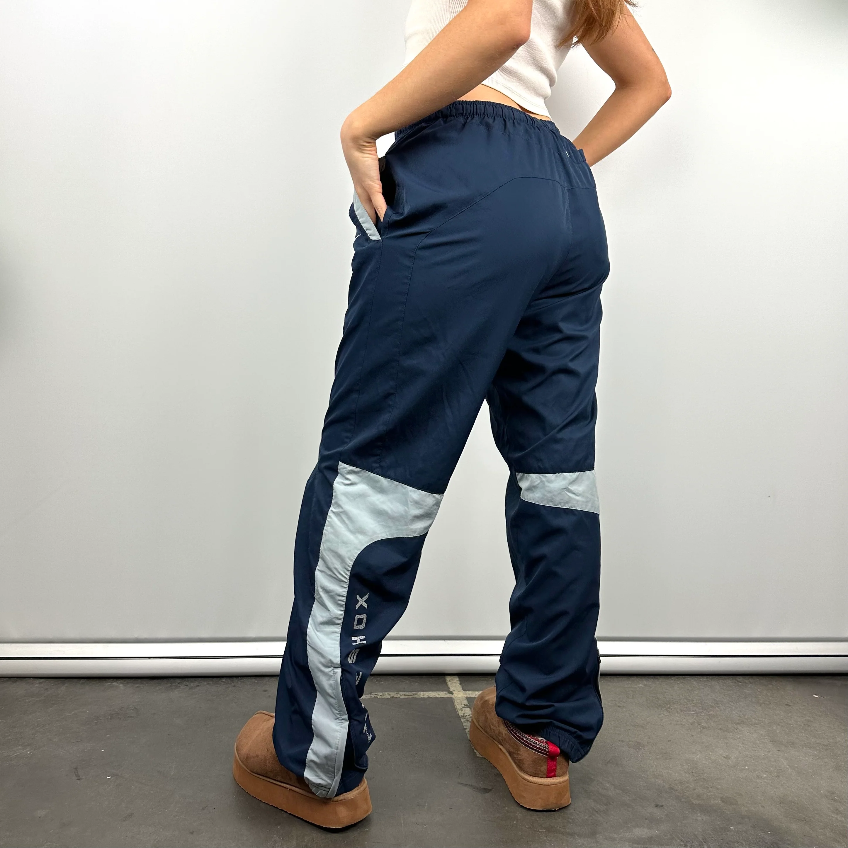 Nike Shox Navy Spell Out Track Pants (S) - Image 5