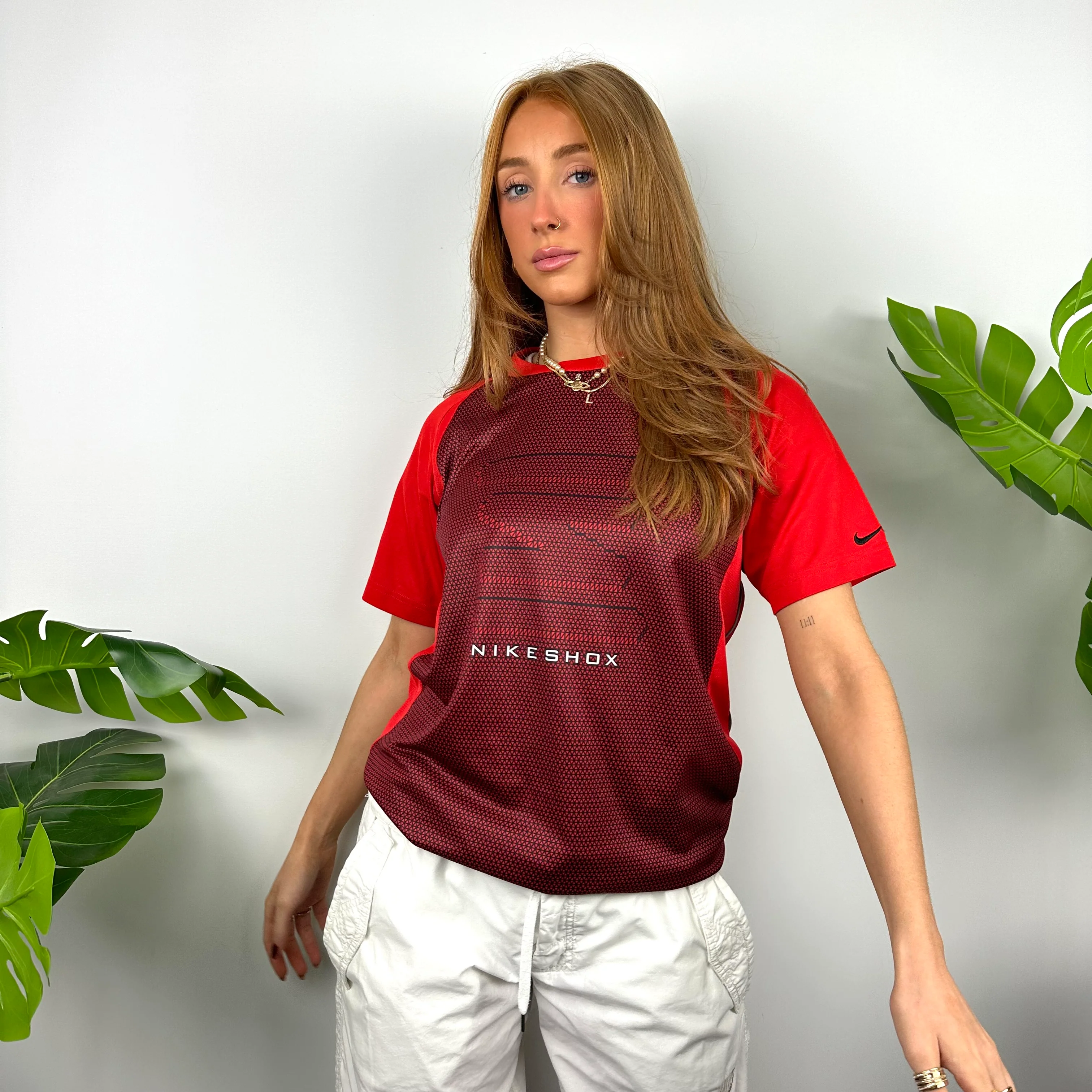 Nike Shox Red & Black Spell Out T Shirt (S)