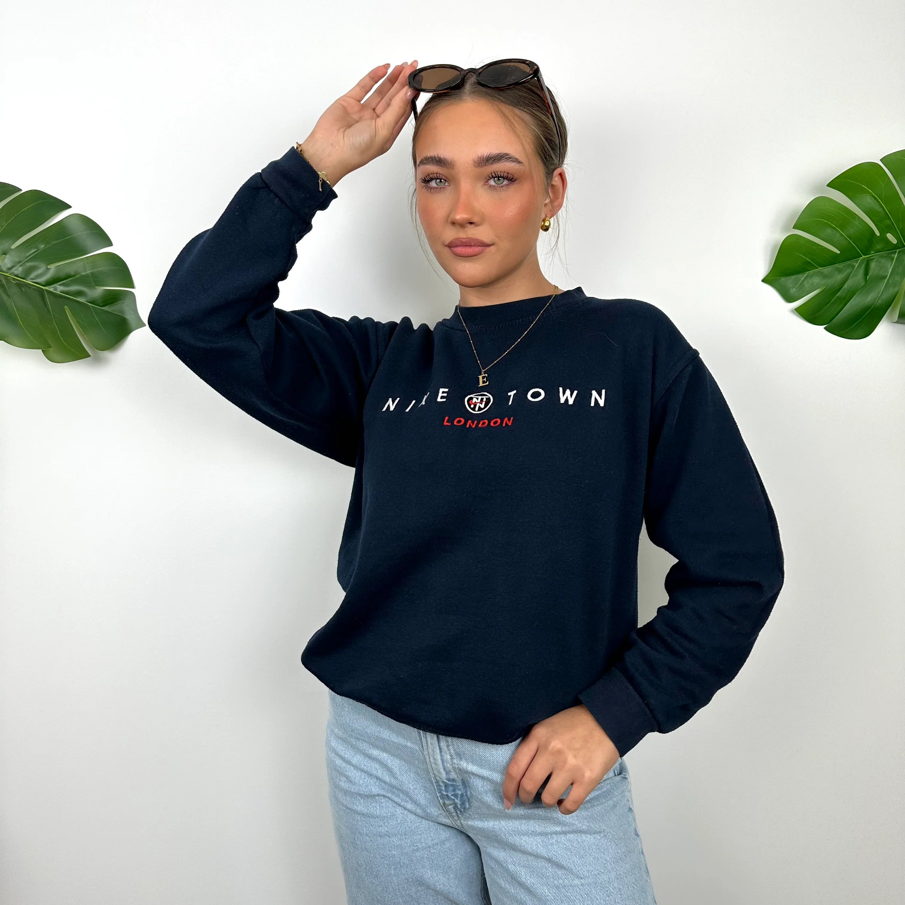 Nike Town London Navy Embroidered Spell Out Sweatshirt (S) - Image 3