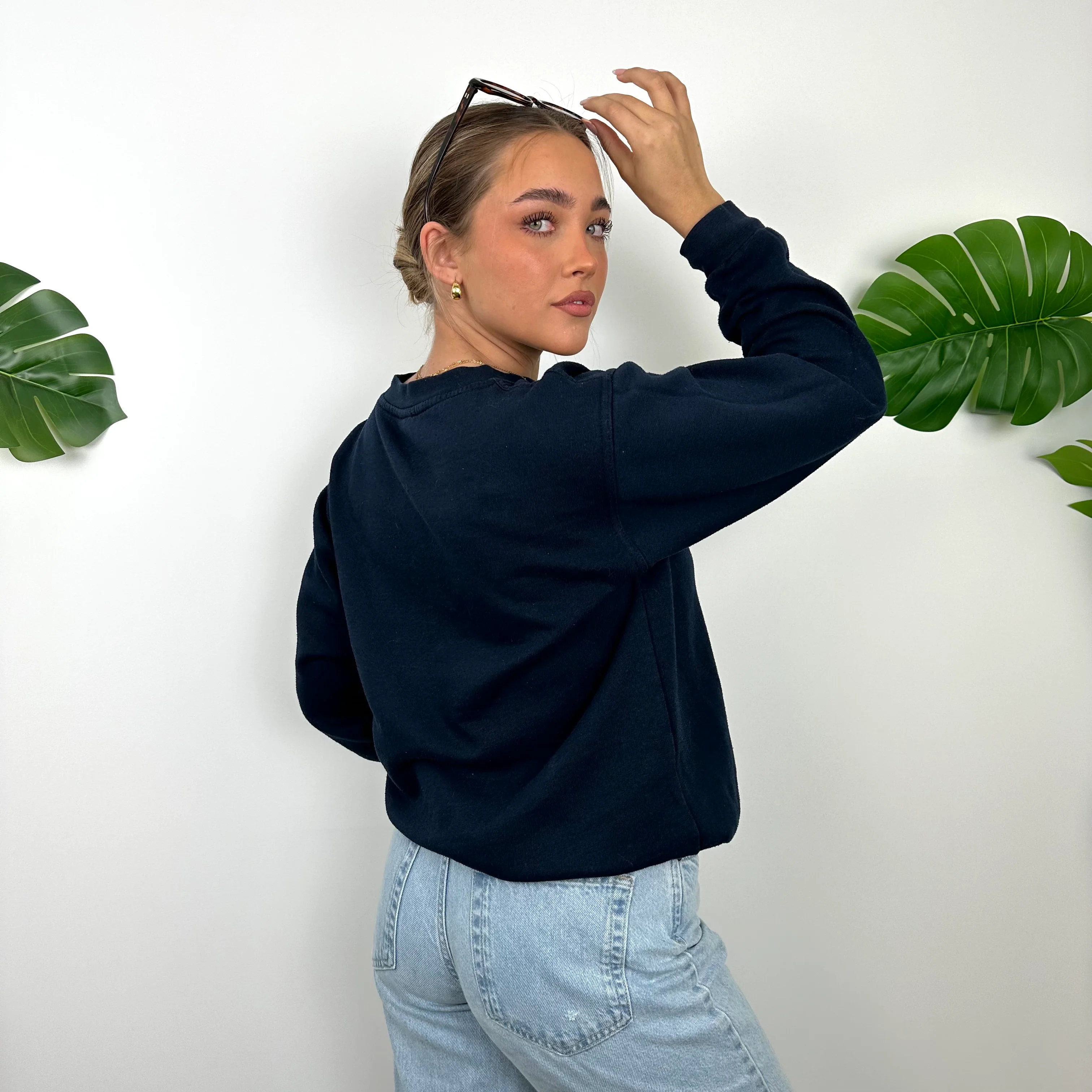 Nike Town London Navy Embroidered Spell Out Sweatshirt (S) - Image 5