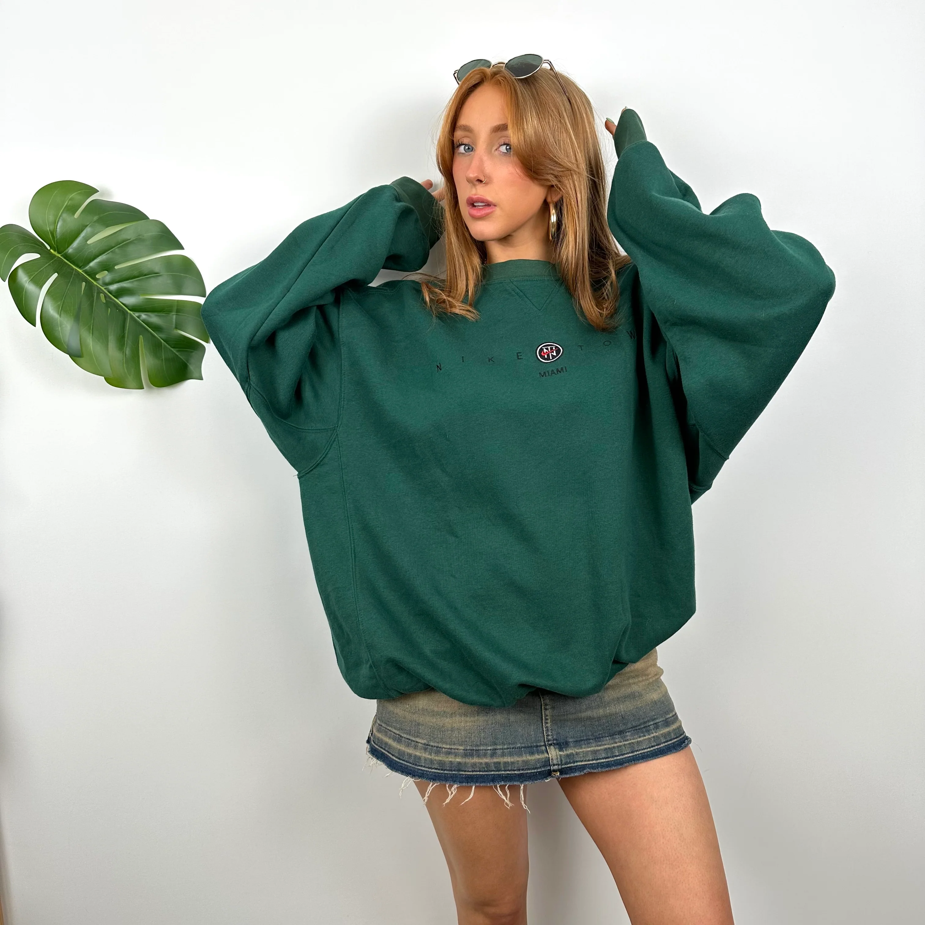 Nike Town Miami Green Embroidered Spell Out Sweatshirt (L) - Image 5