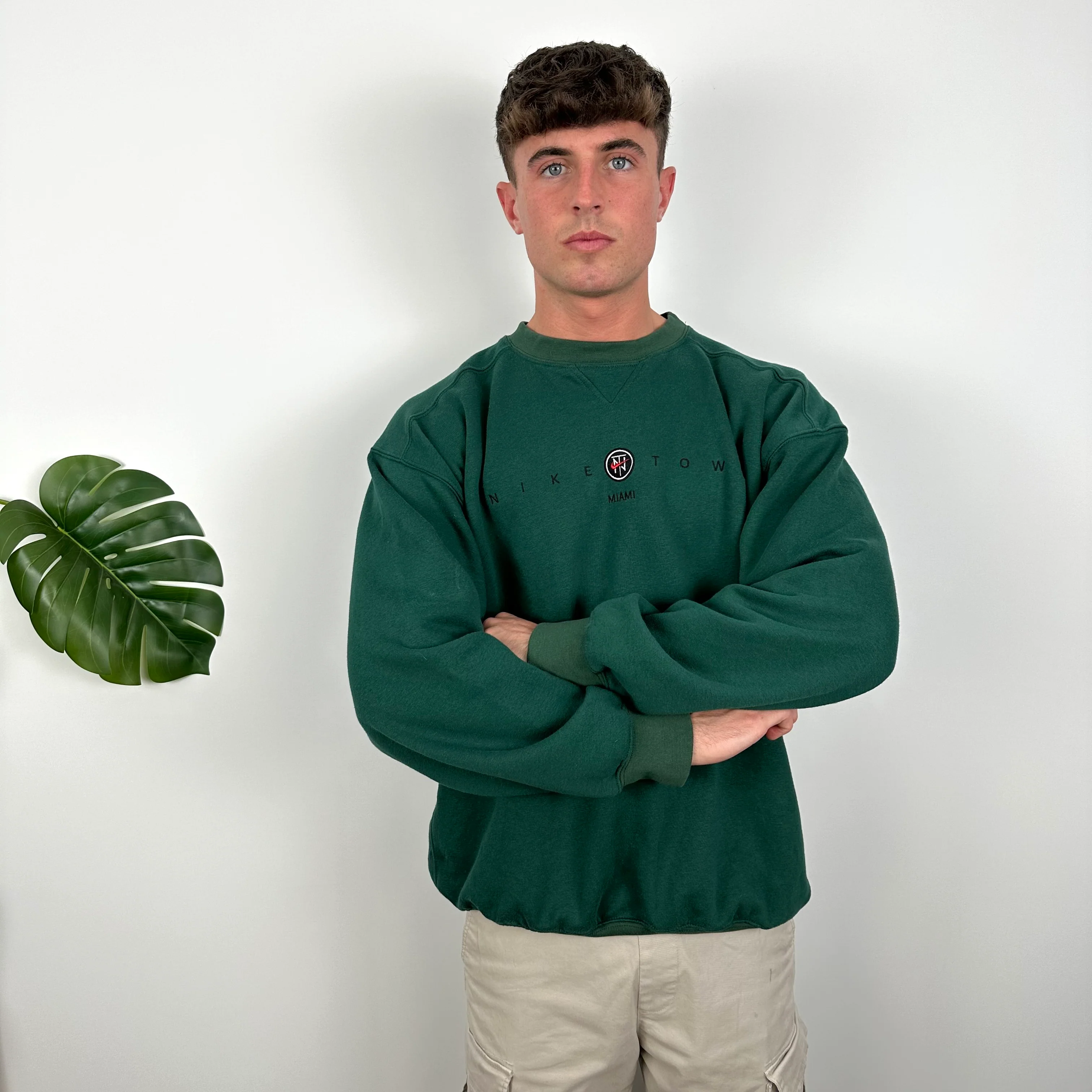 Nike Town Miami Green Embroidered Spell Out Sweatshirt (L) - Image 2