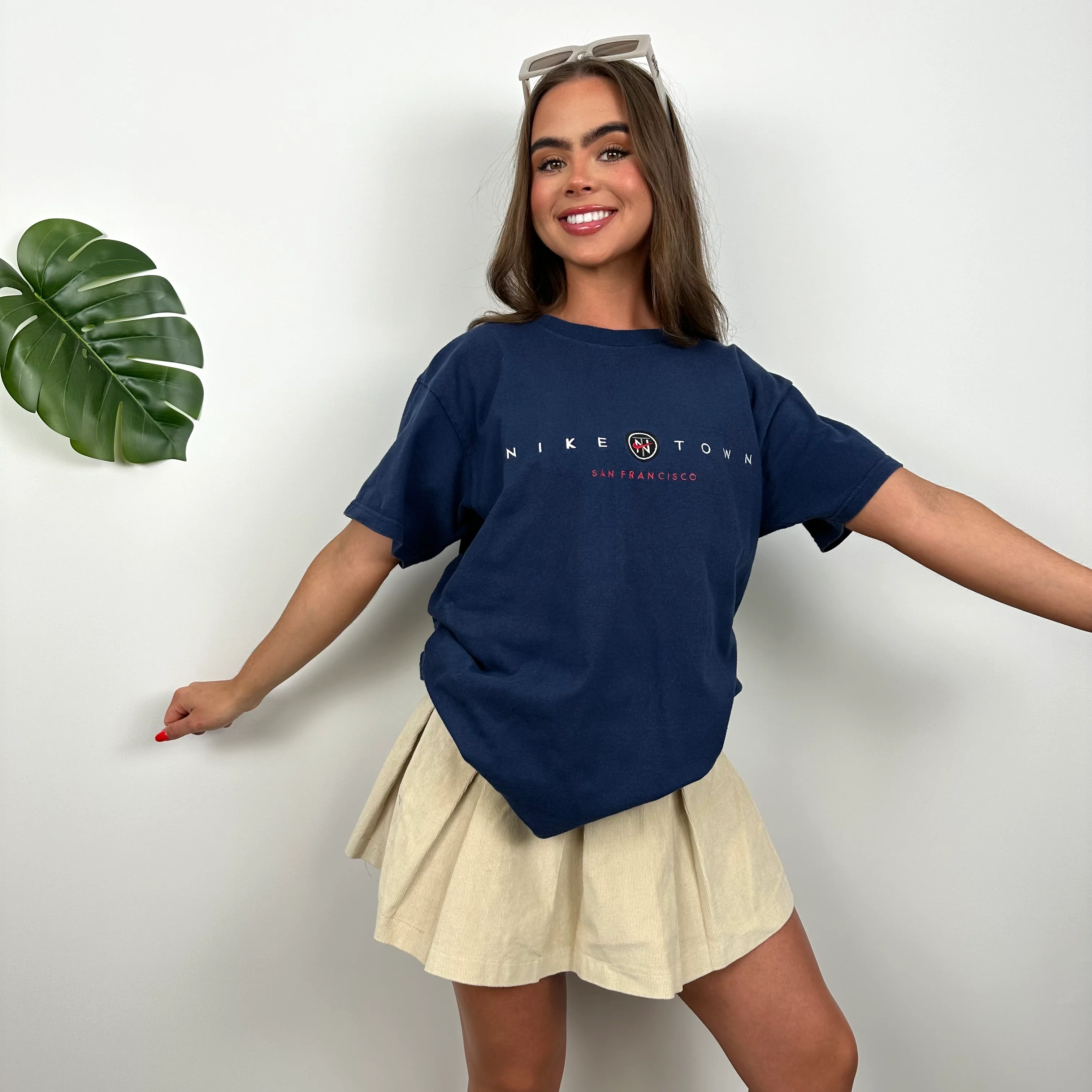 Nike Town San Francisco Navy Embroidered Spell Out T Shirt (S)