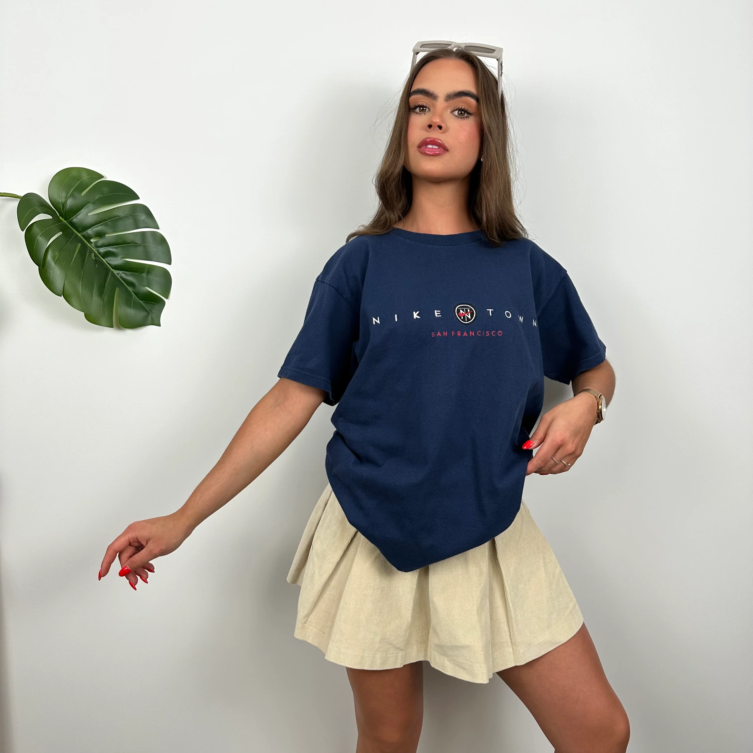 Nike Town San Francisco Navy Embroidered Spell Out T Shirt (S) - Image 2