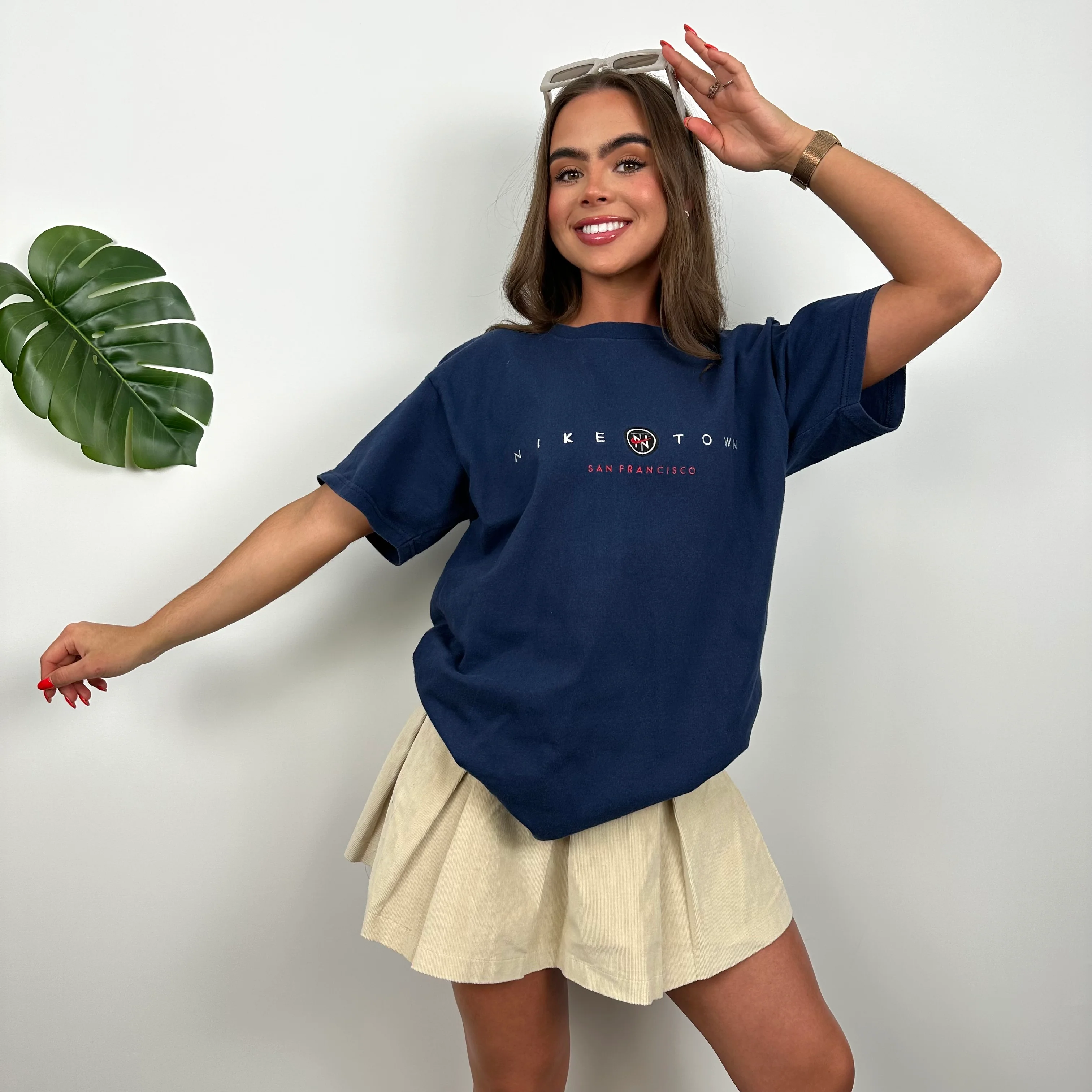Nike Town San Francisco Navy Embroidered Spell Out T Shirt (S) - Image 5