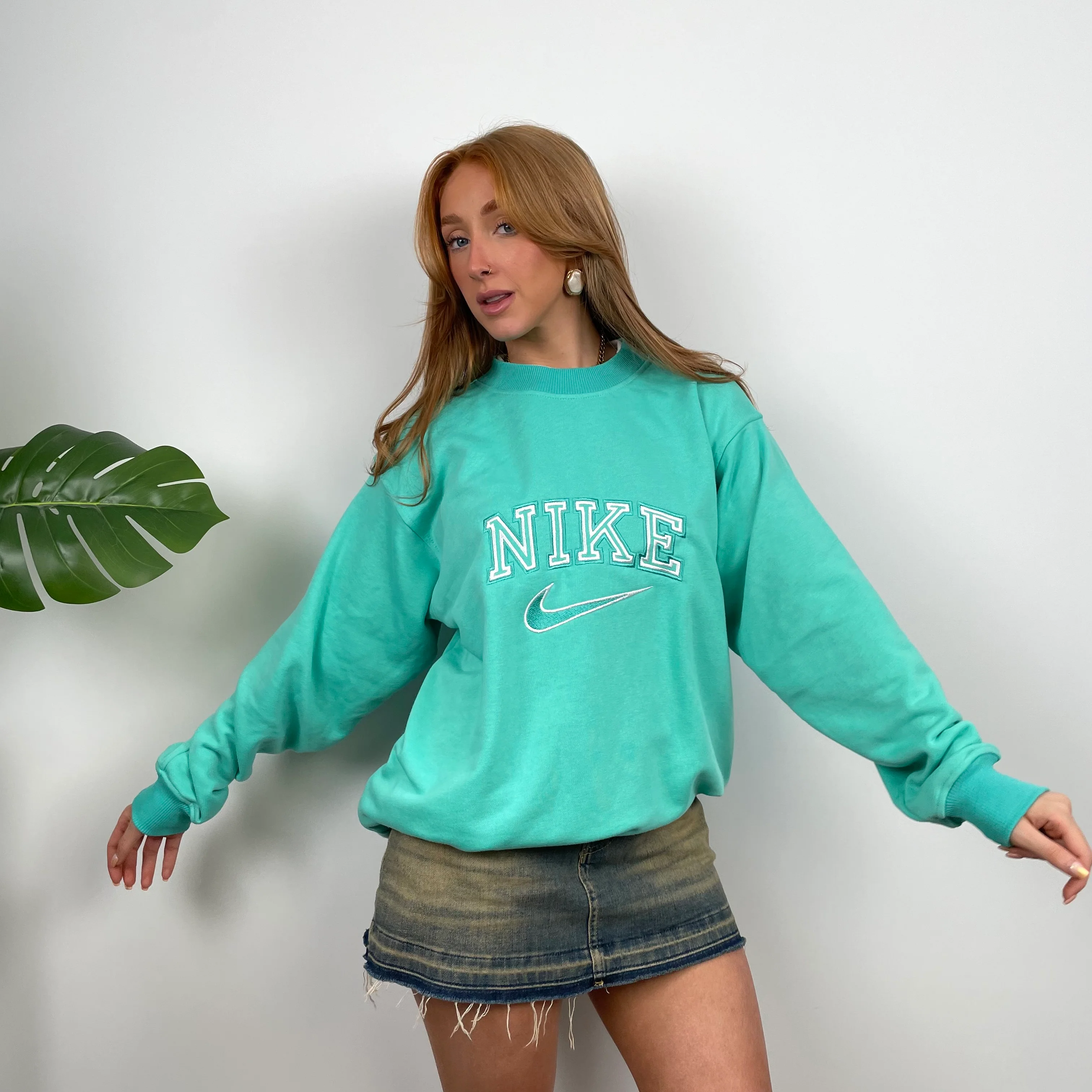 Nike Turquoise Embroidered Spell Out Sweatshirt (M)