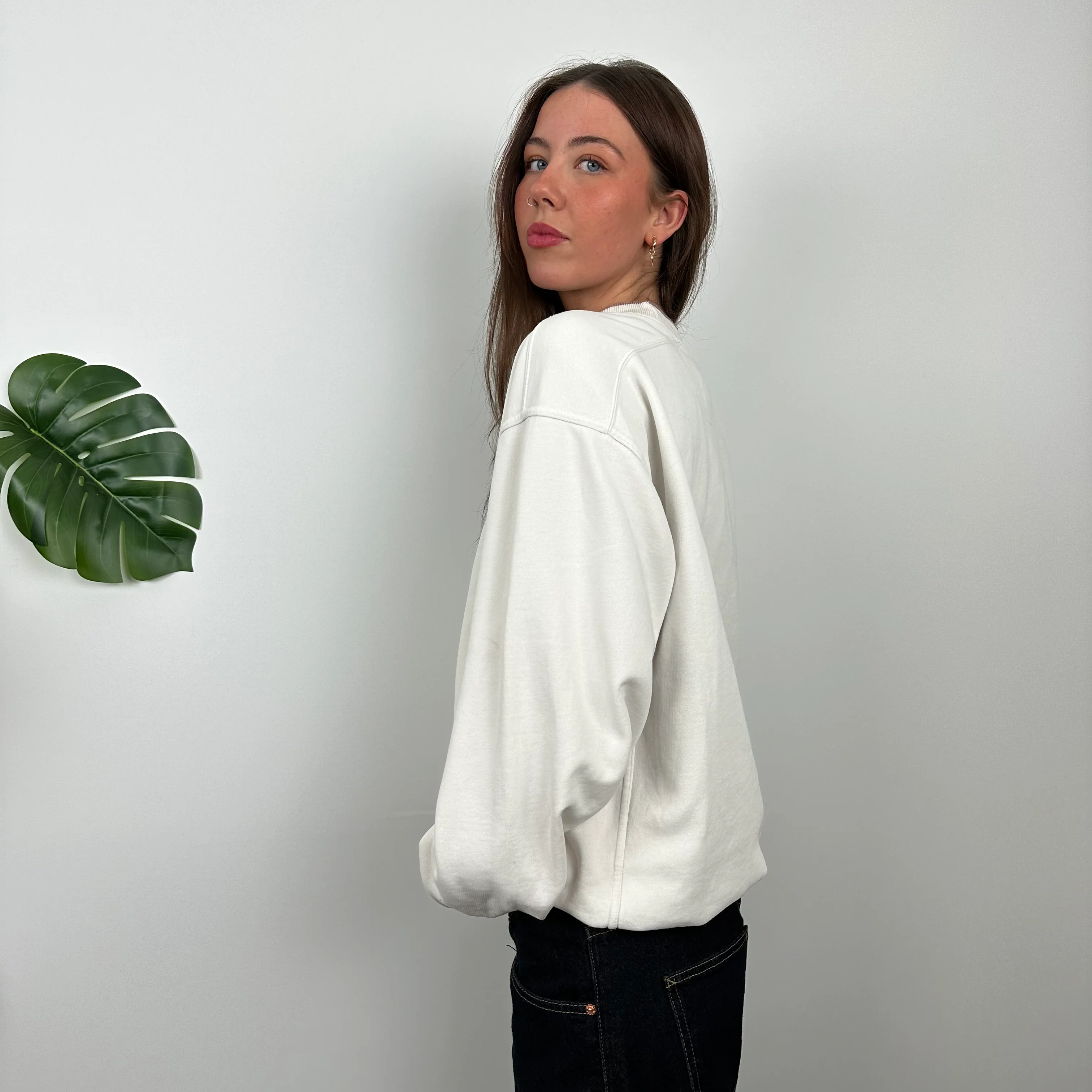 Nike White Embroidered Centre Swoosh Sweatshirt (M) - Image 6
