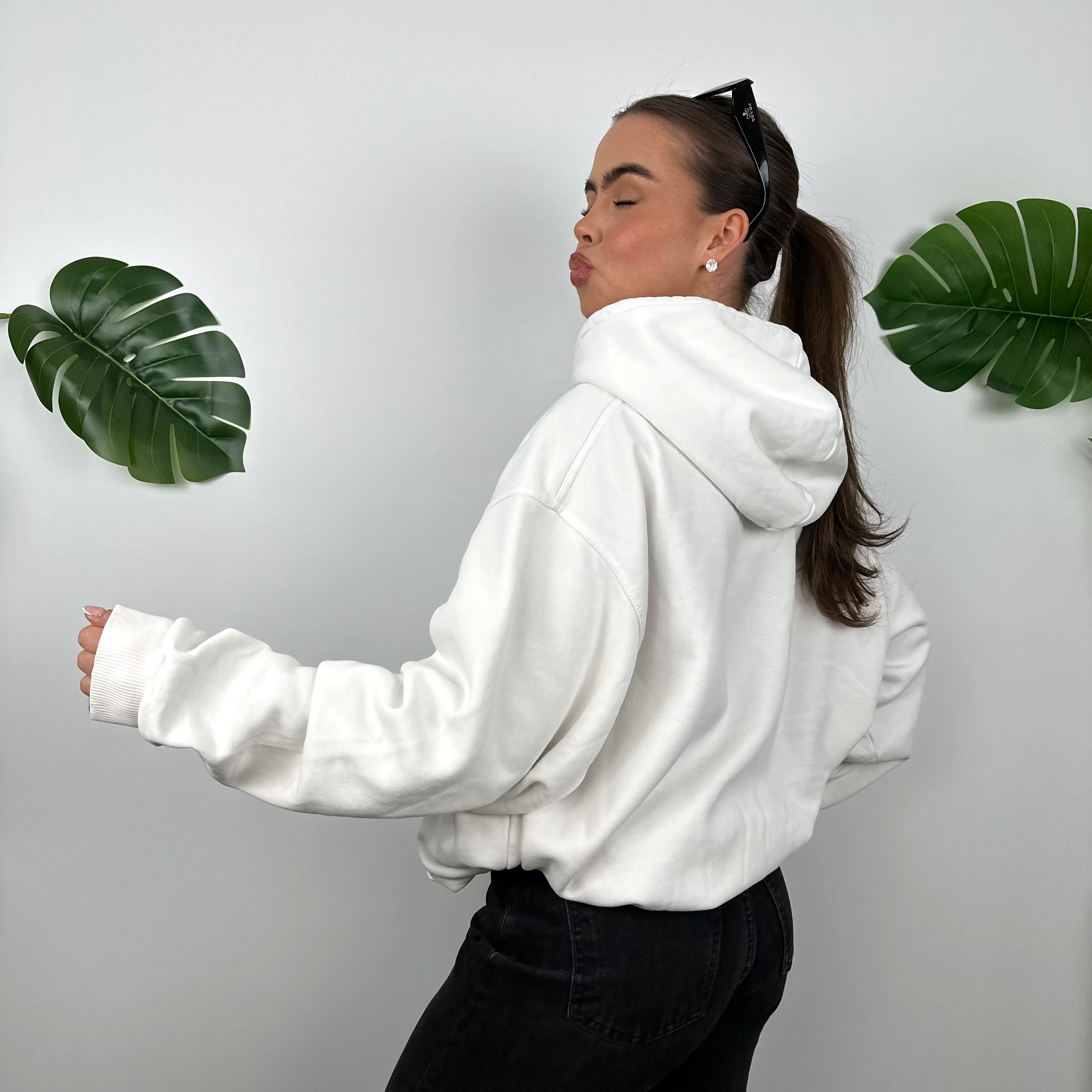 Nike White Embroidered Spell Out Hoodie (M) - Image 4
