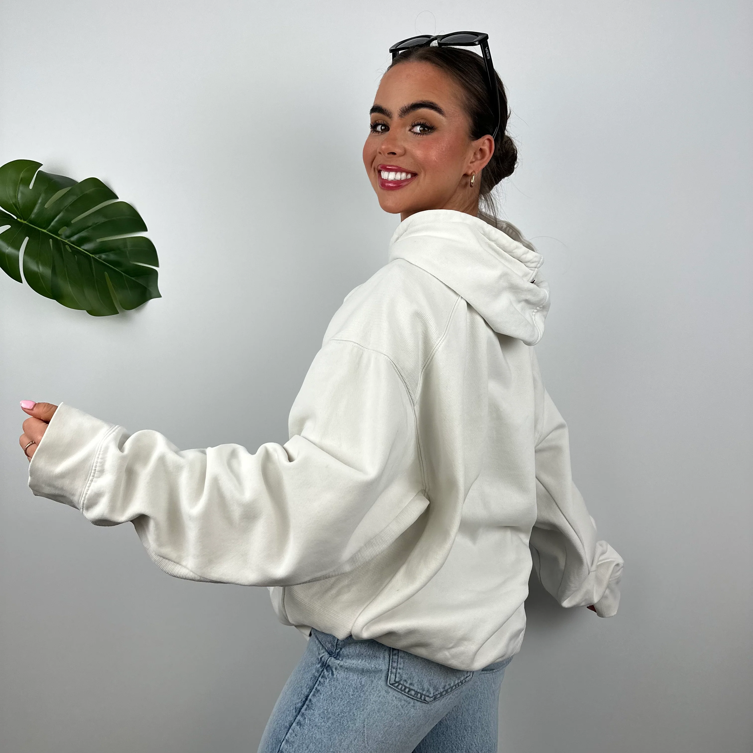 Nike White Embroidered Spell Out Hoodie (L) - Image 4