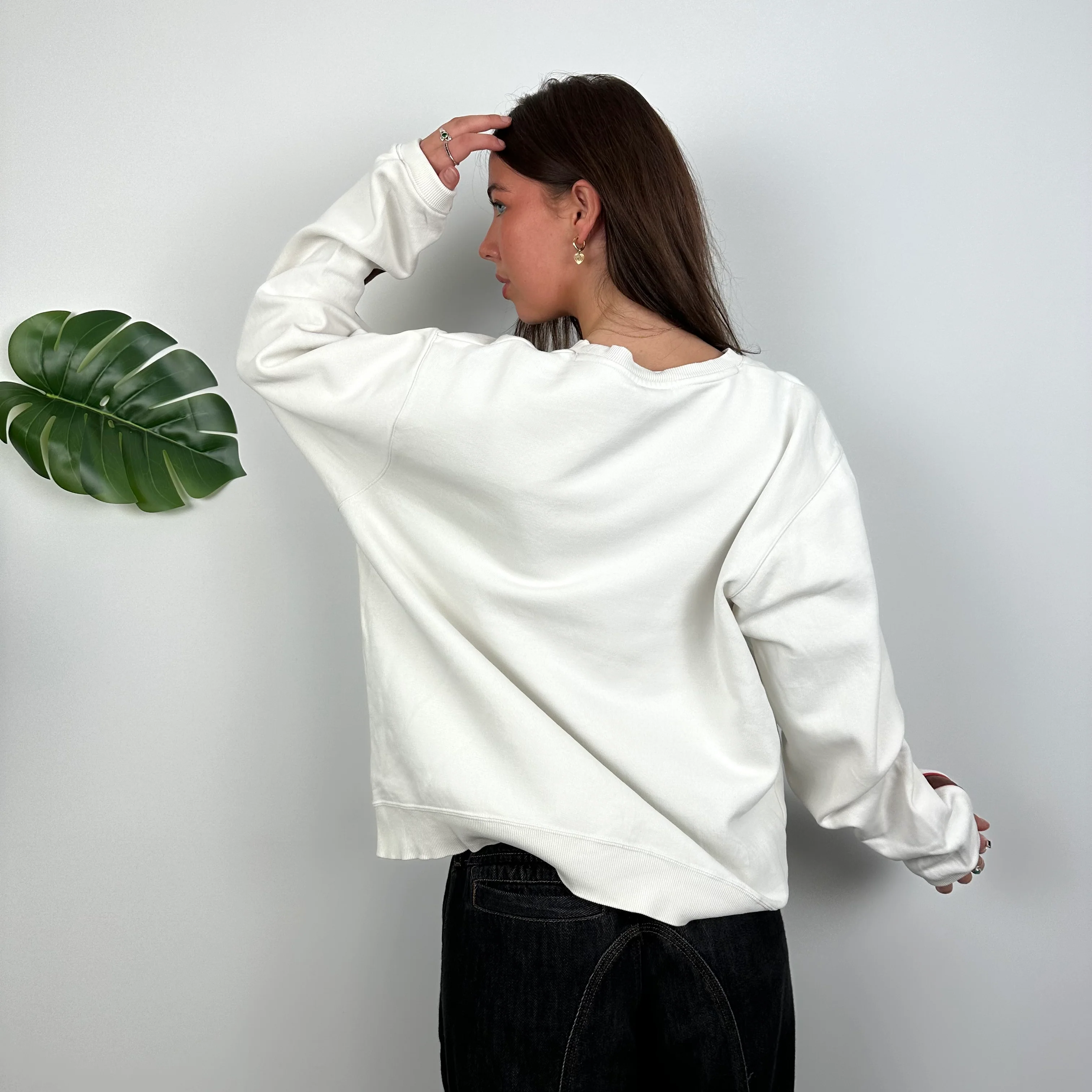 Nike White Embroidered Spell Out Sweatshirt (M) - Image 6