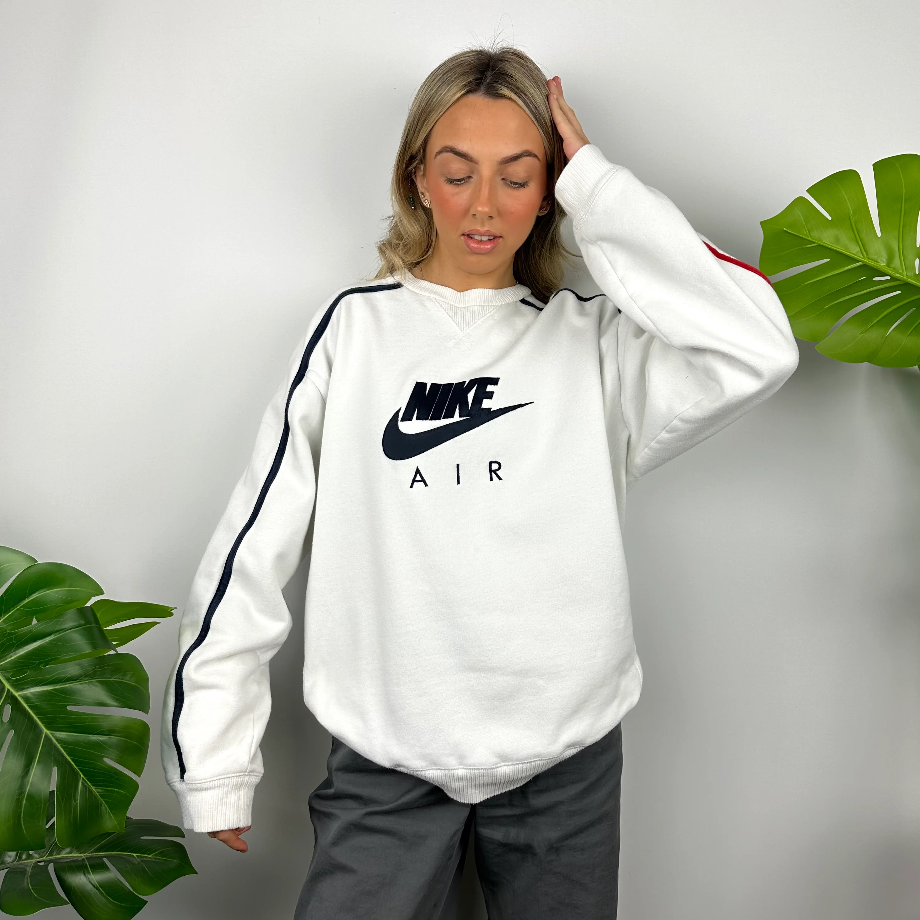 Nike White Embroidered Spell Out Sweatshirt (XL) - Image 6