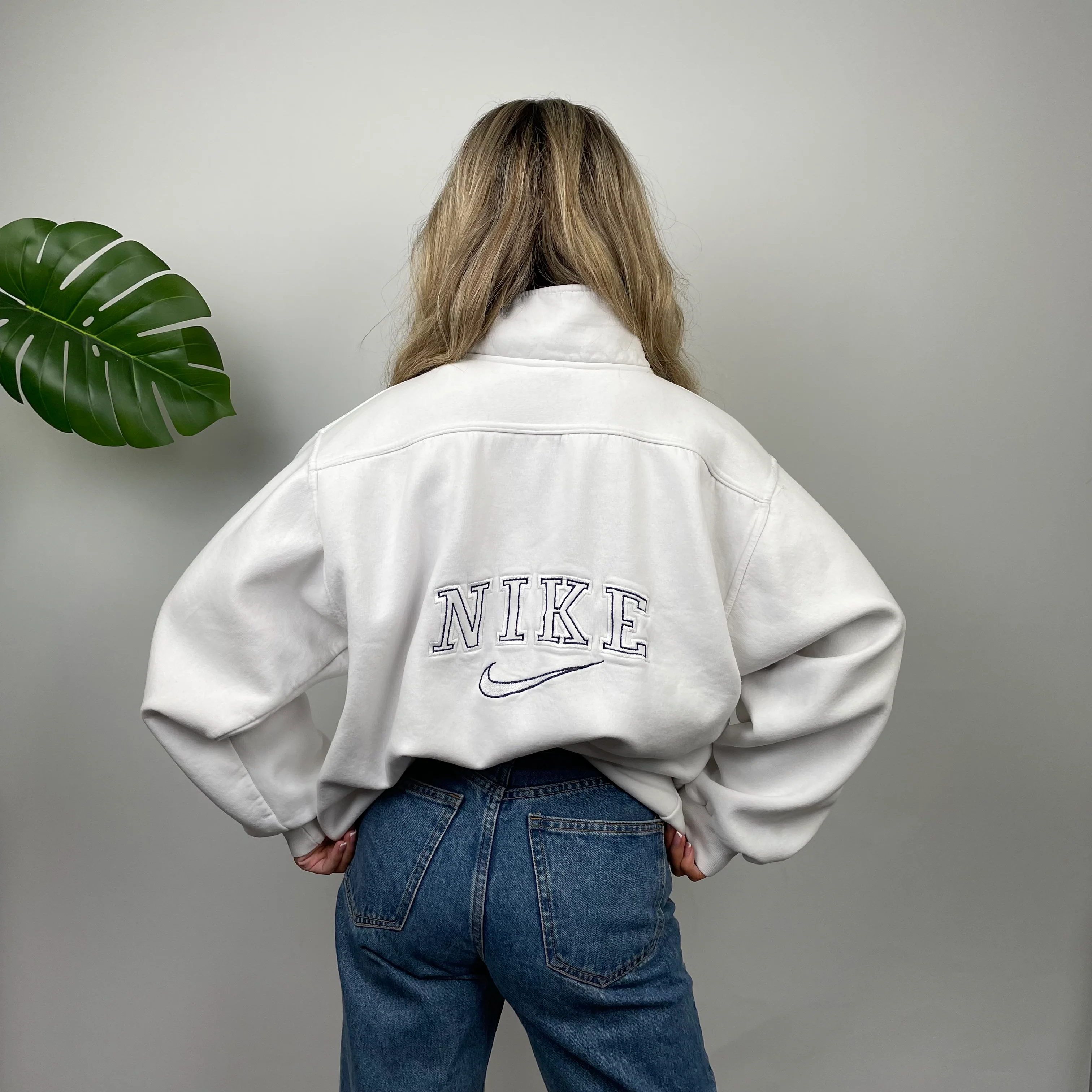Nike White Embroidered Spell Out Zip Up Jacket (L) - Image 2