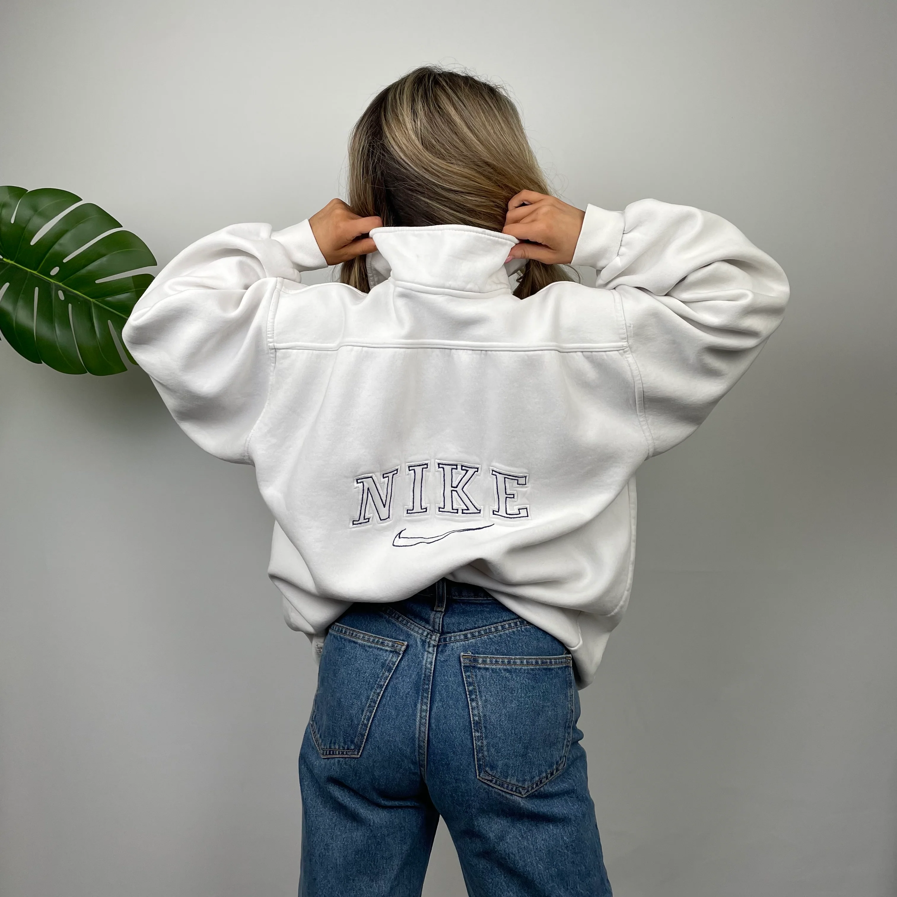 Nike White Embroidered Spell Out Zip Up Jacket (L) - Image 6