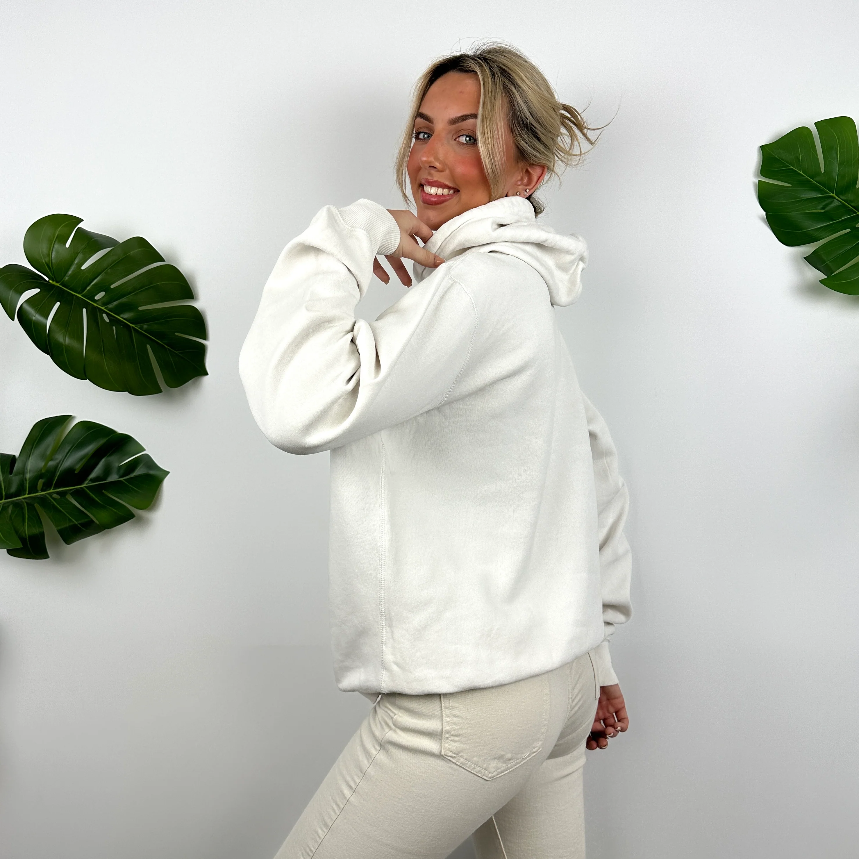 Nike White Embroidered Swoosh Hoodie (L) - Image 6