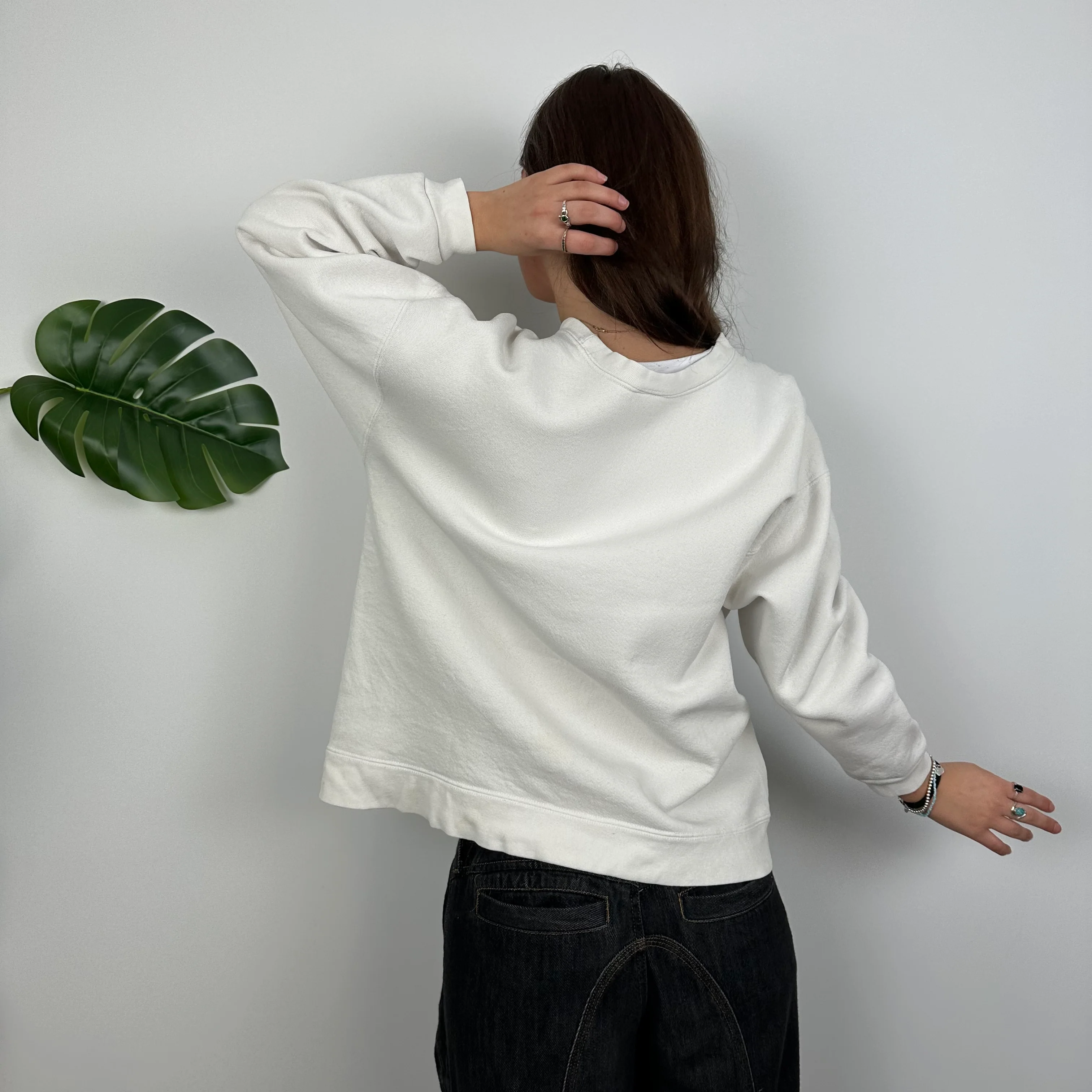 Nike White Embroidered Swoosh Sweatshirt (L) - Image 6