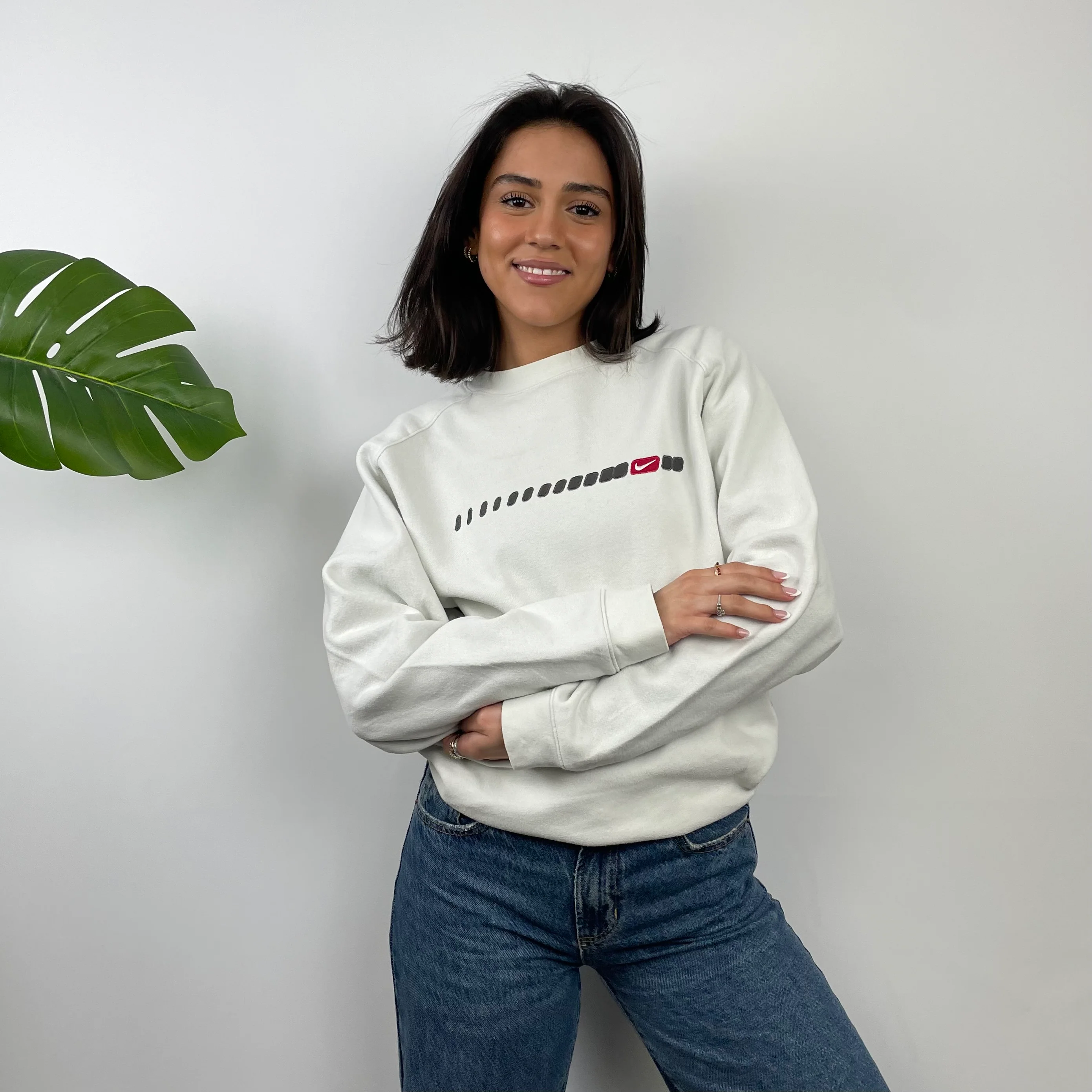 Nike White Embroidered Swoosh Sweatshirt (M) - Image 4