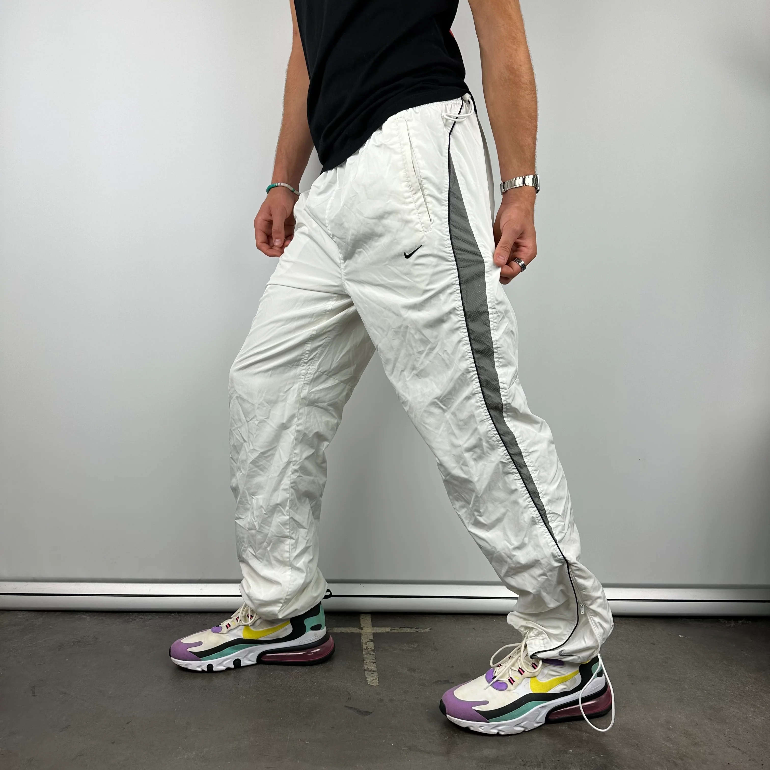 Nike White Embroidered Swoosh Track Pants (XL) - Image 4