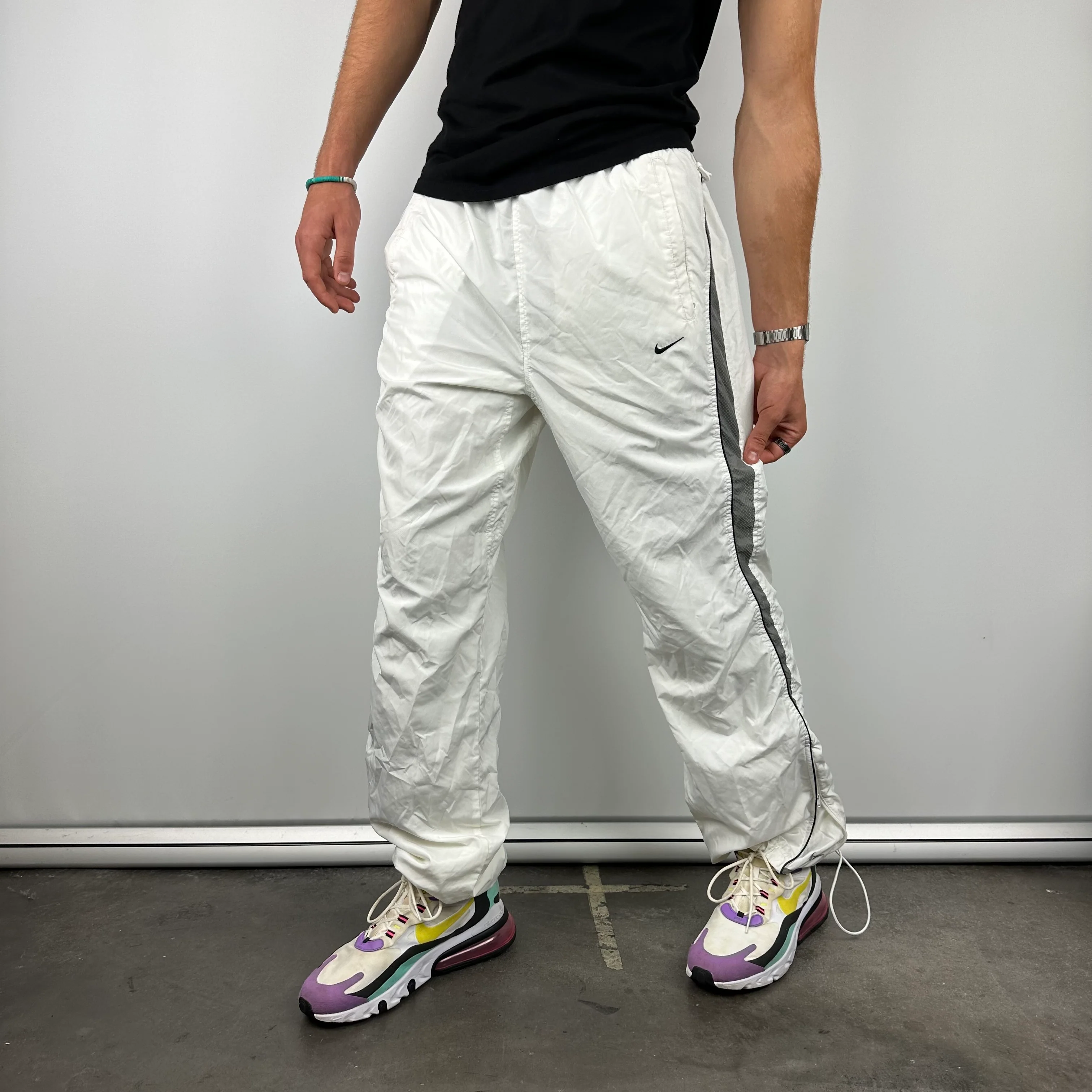 Nike White Embroidered Swoosh Track Pants (XL) - Image 5