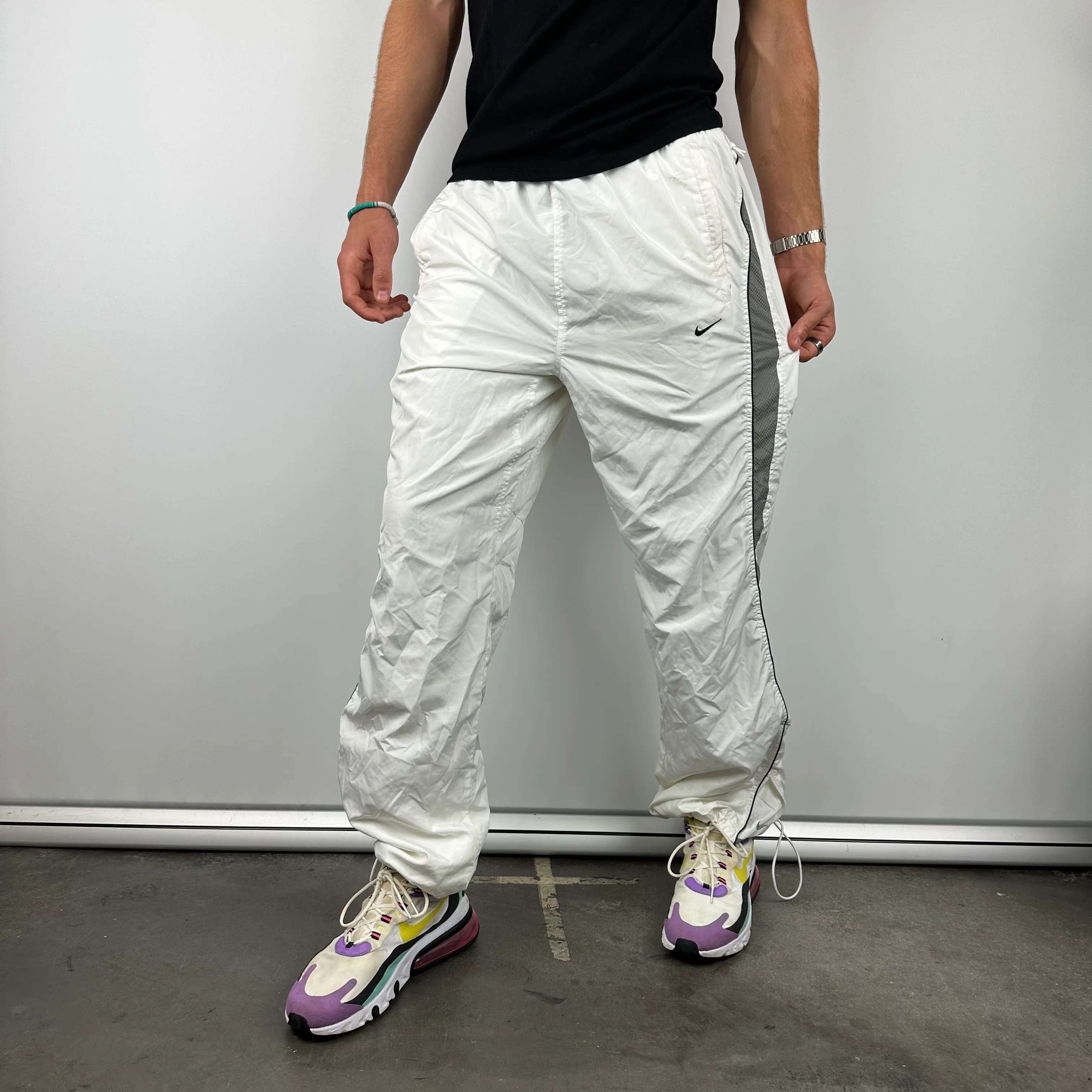 Nike White Embroidered Swoosh Track Pants (XL) - Image 7