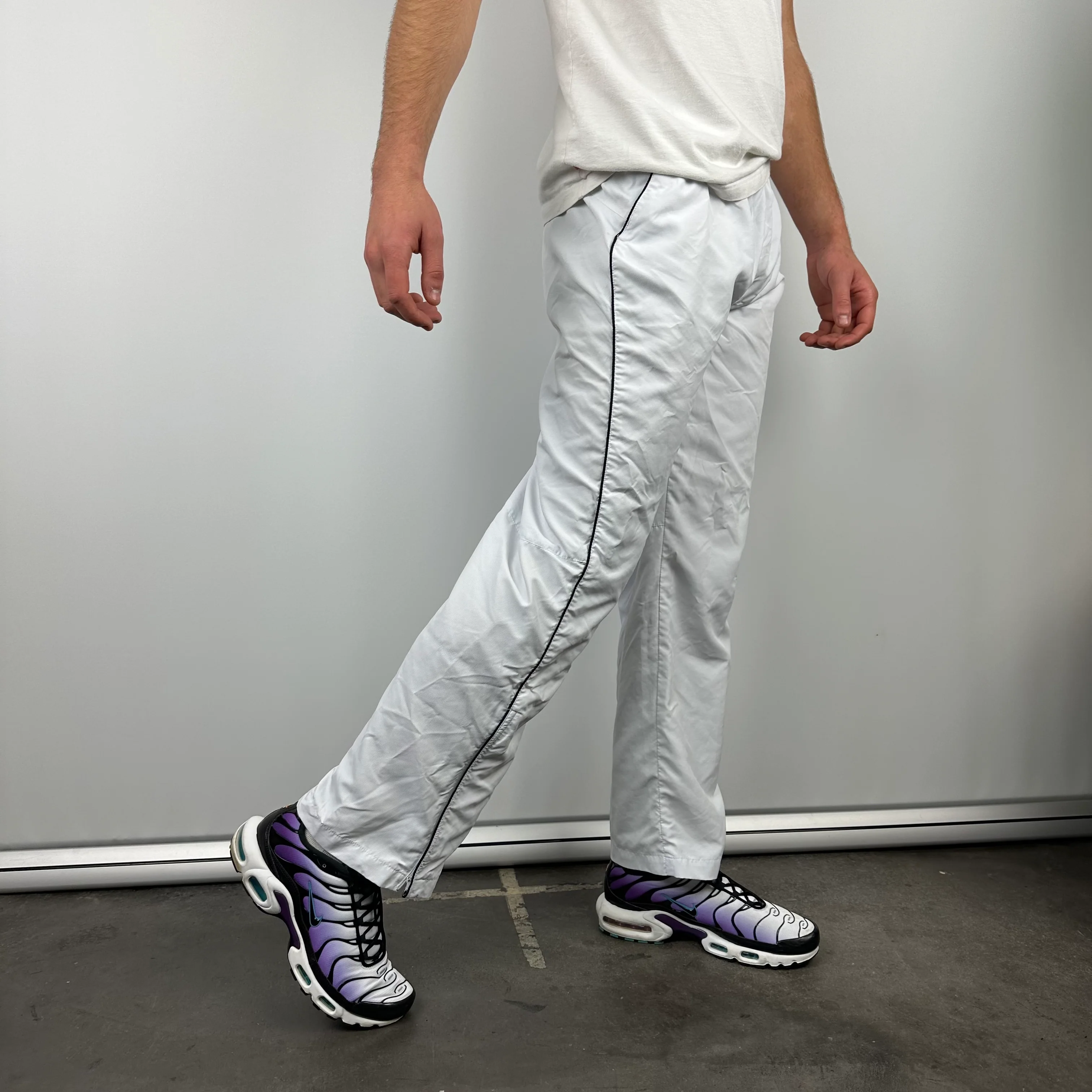 Nike White Embroidered Swoosh Track Pants (M) - Image 2