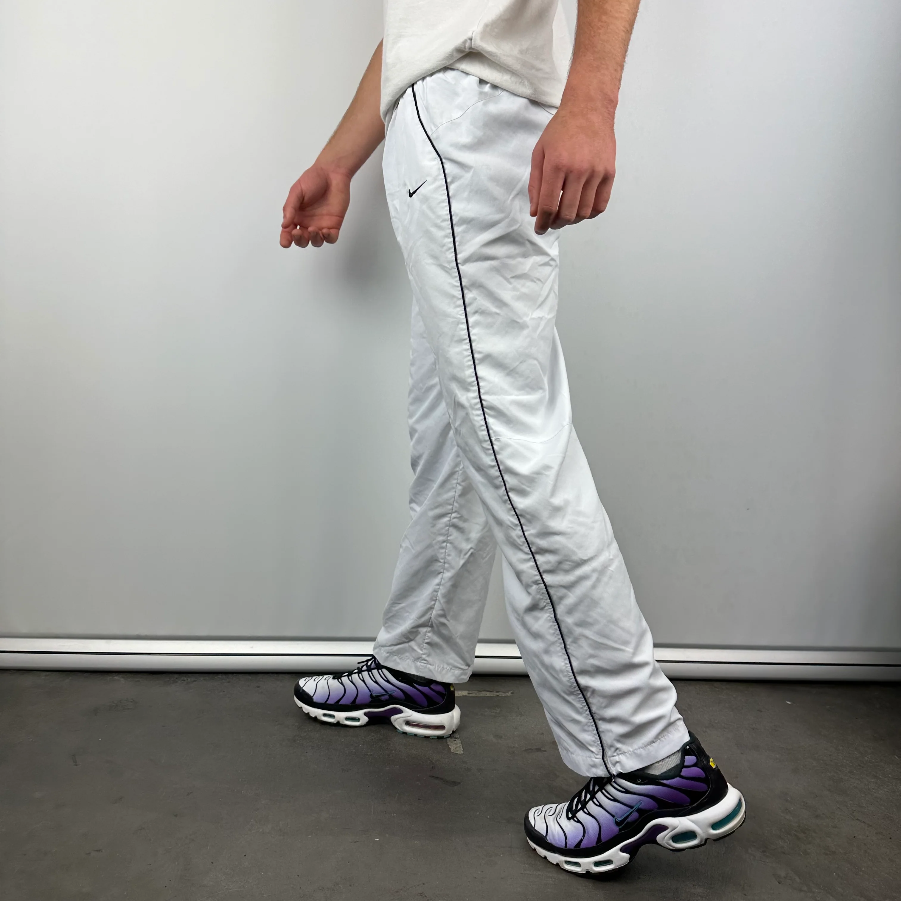 Nike White Embroidered Swoosh Track Pants (M) - Image 5